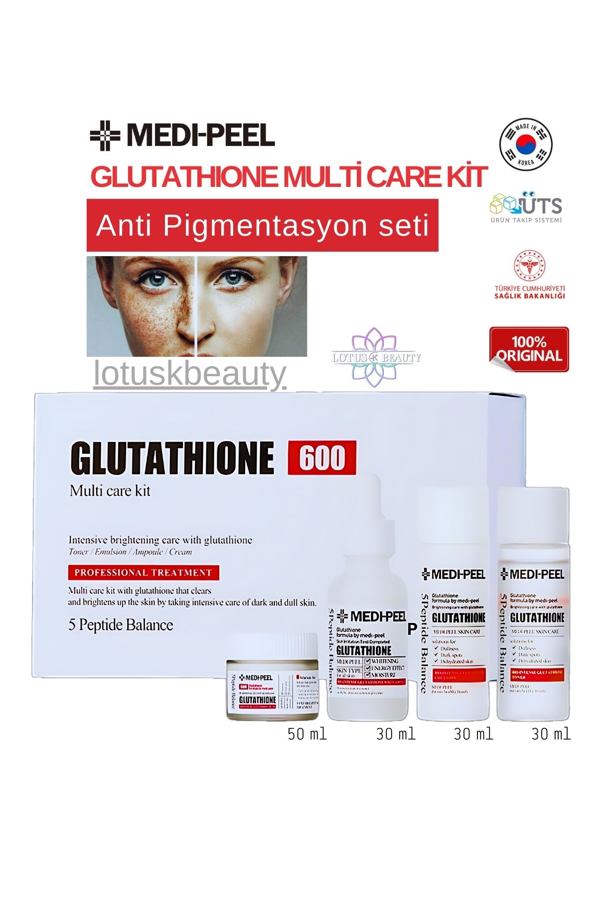 Medipeel Medi-peel Glutathione 30ml X 3 Adet, 50g X 1 - Hepsi Bir Arada Bakım Kiti.