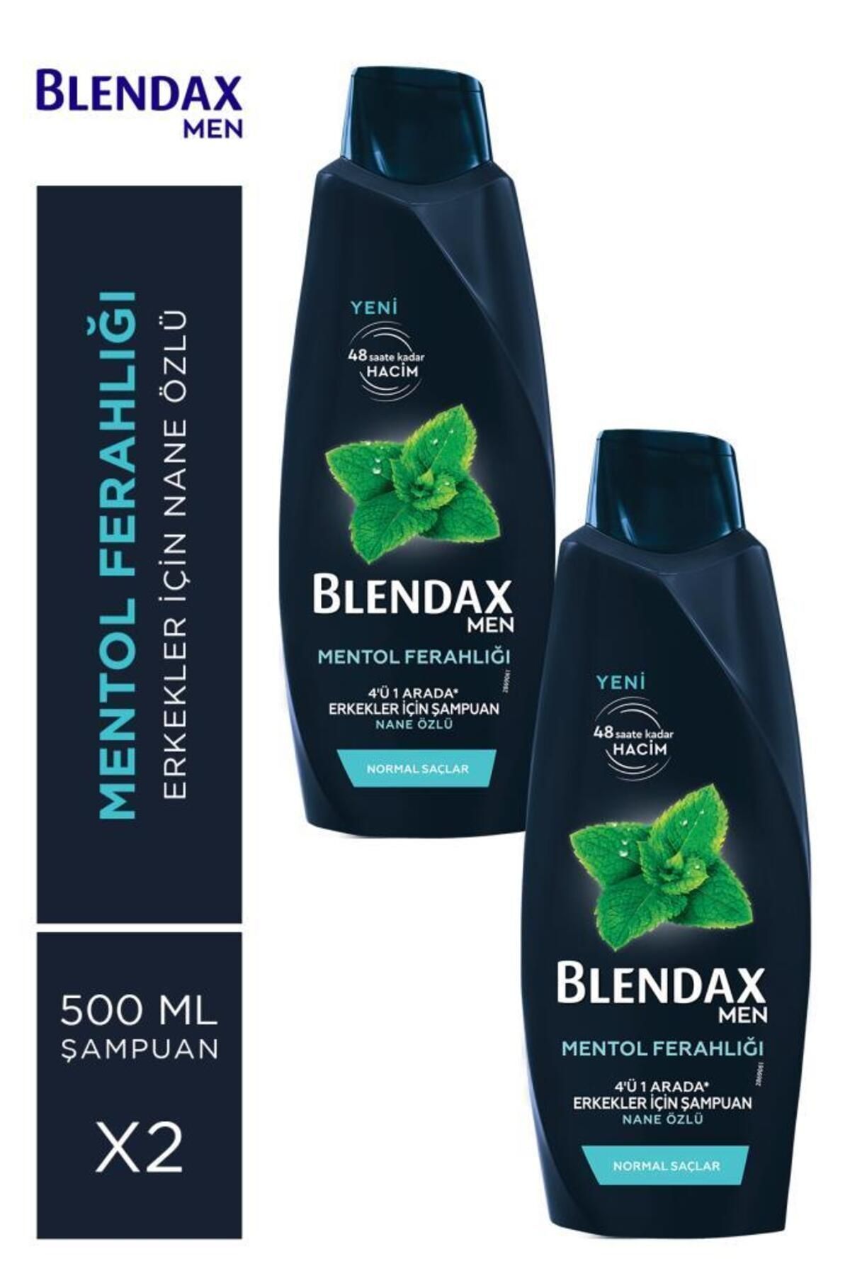 Blendax Erkekler Için Mentollü Şampuan 500 ml X 2 Adet
