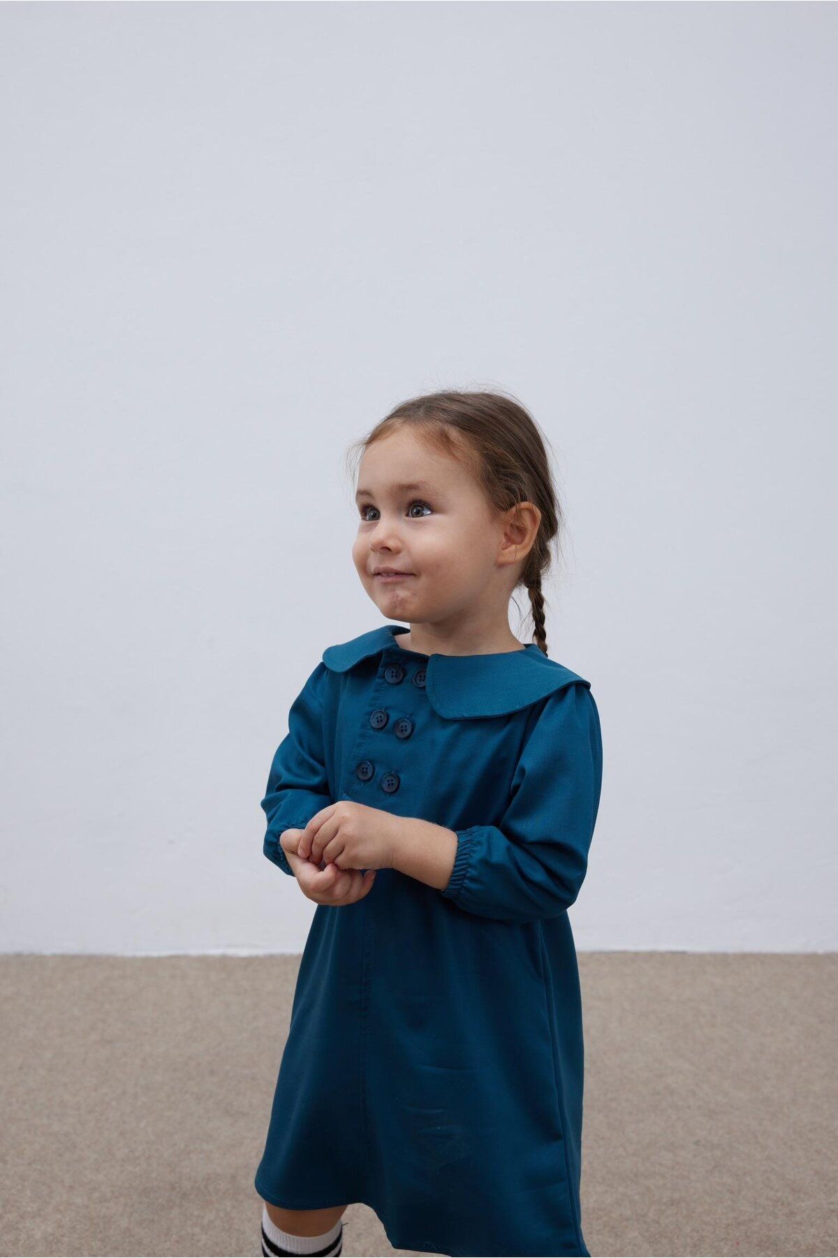 Fahhar Kids Çift Düğmeli Çocuk Elbise Mavi