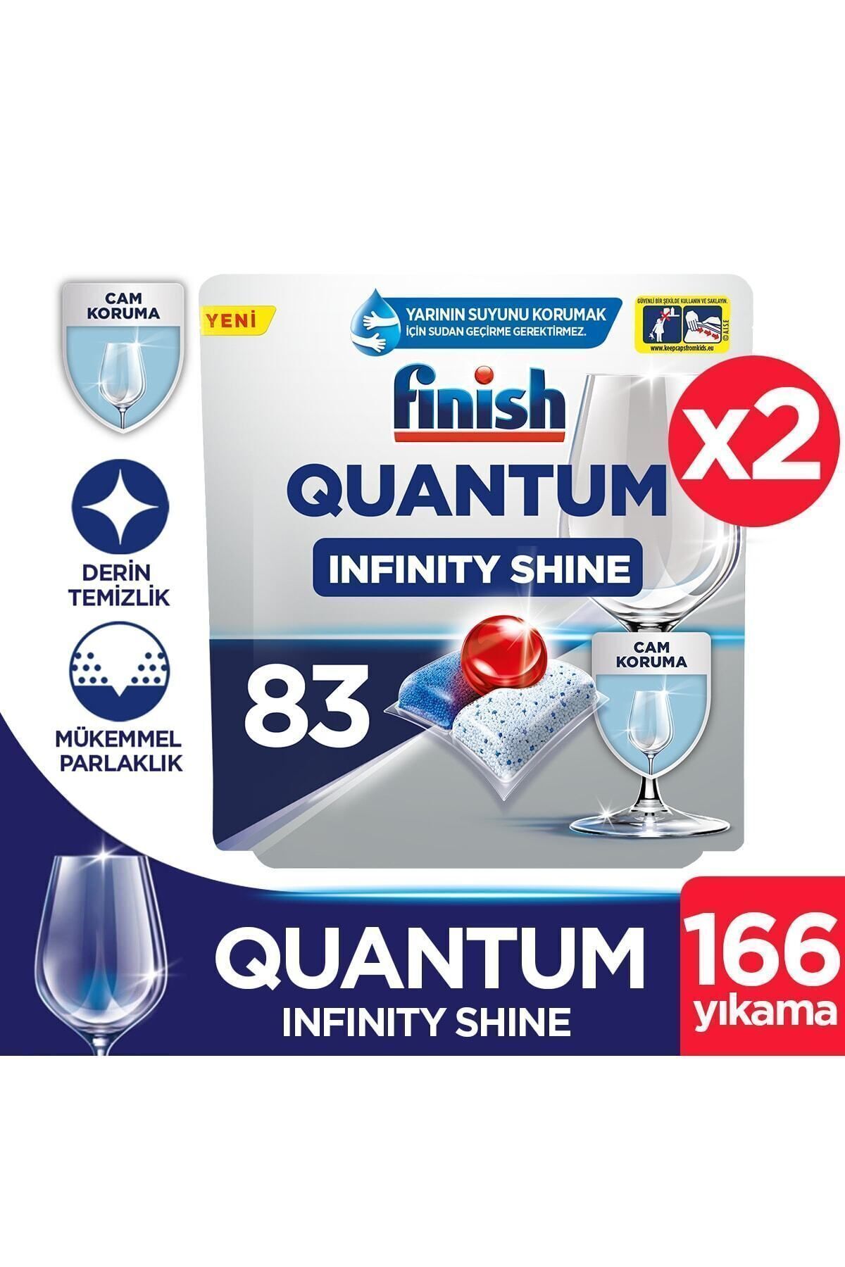 Finish Quantum Infinity Shine 166 Kapsül Bulaşık Makinesi Deterjanı Tableti (83x2)