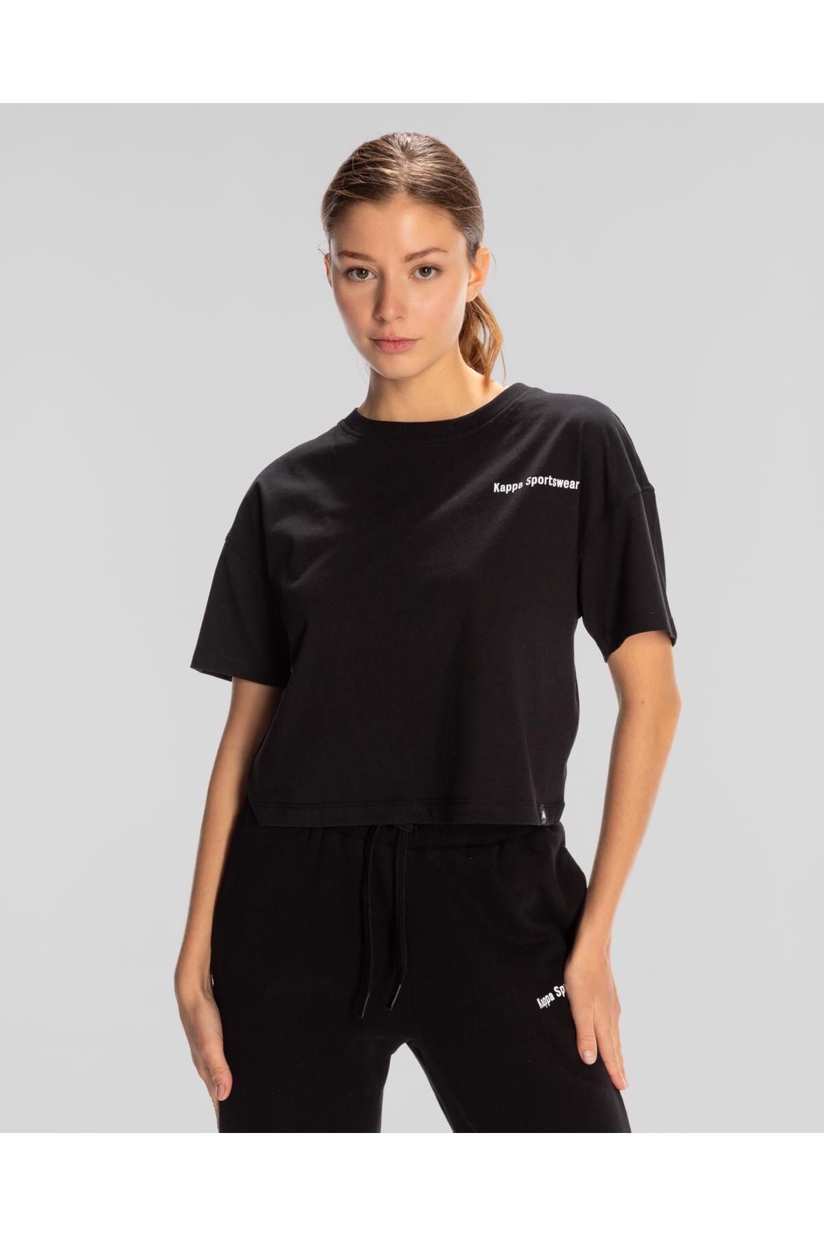 Kappa Authentic Jessa-woman-t-shirt Kadın Siyah Regular Fit Tişört