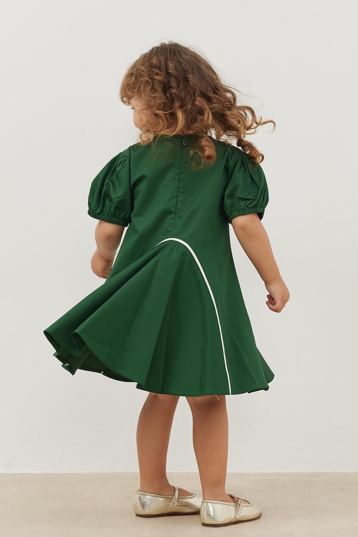 Fahhar Kids Oval Parçalı Elbise Yeşil