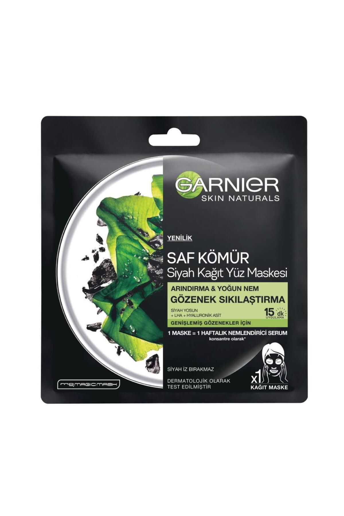 Garnier Skin Naturals Kömürlü Kağıt Yüz Maskesi Siyah Yosun