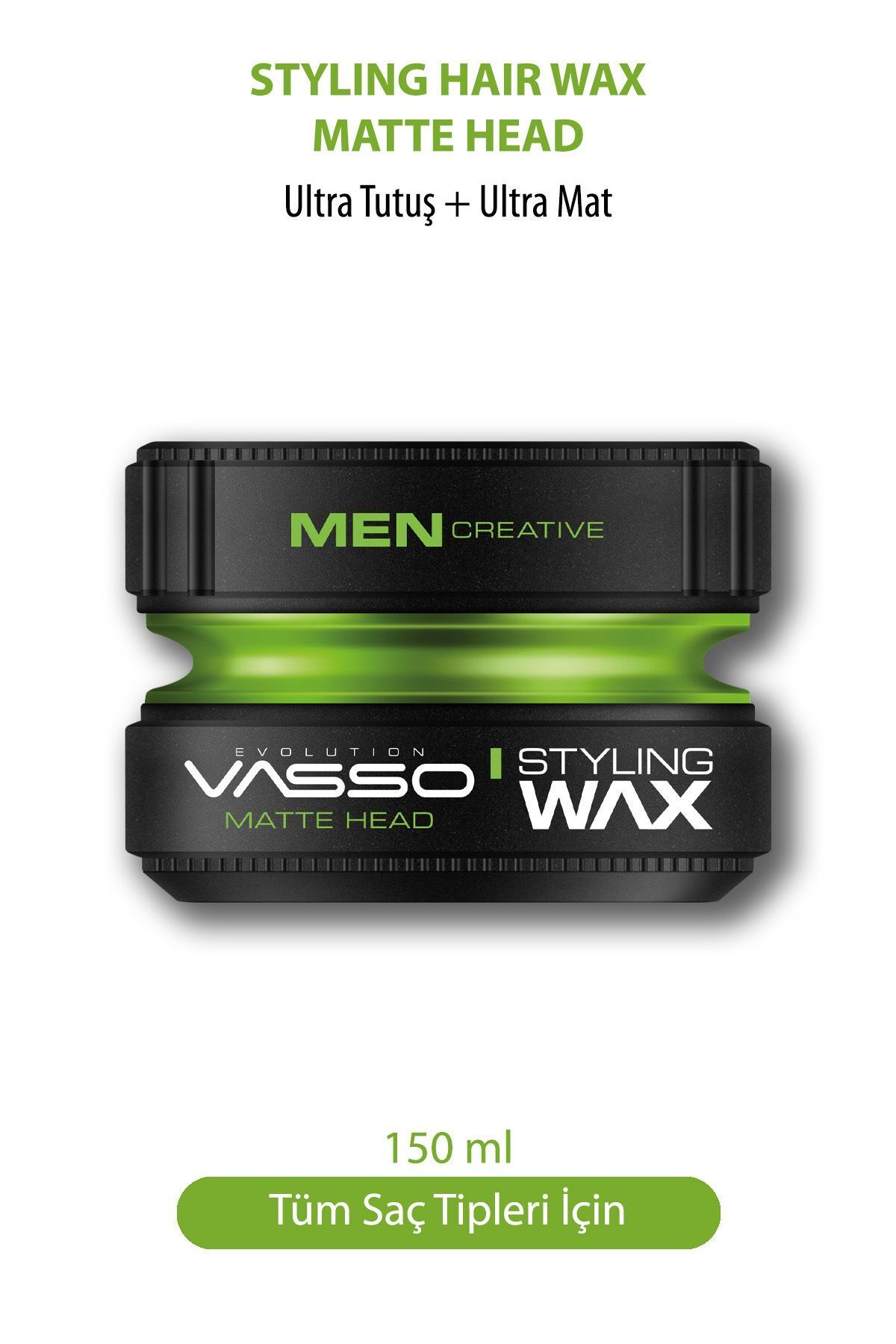 Vasso Men 24 Saat Ultra Güçlü Sert Tutuş Ve Ultra Mat Görünüm Sağlayan Killi Matte Head Wax 150 ml