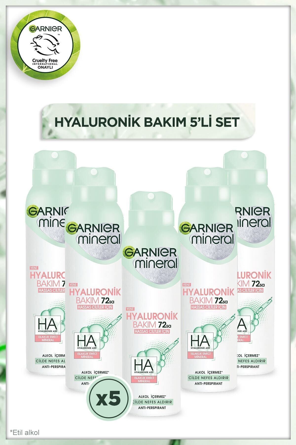 Garnier Mineral Hyaluronik Bakım Sprey Deodorant 5'li Set