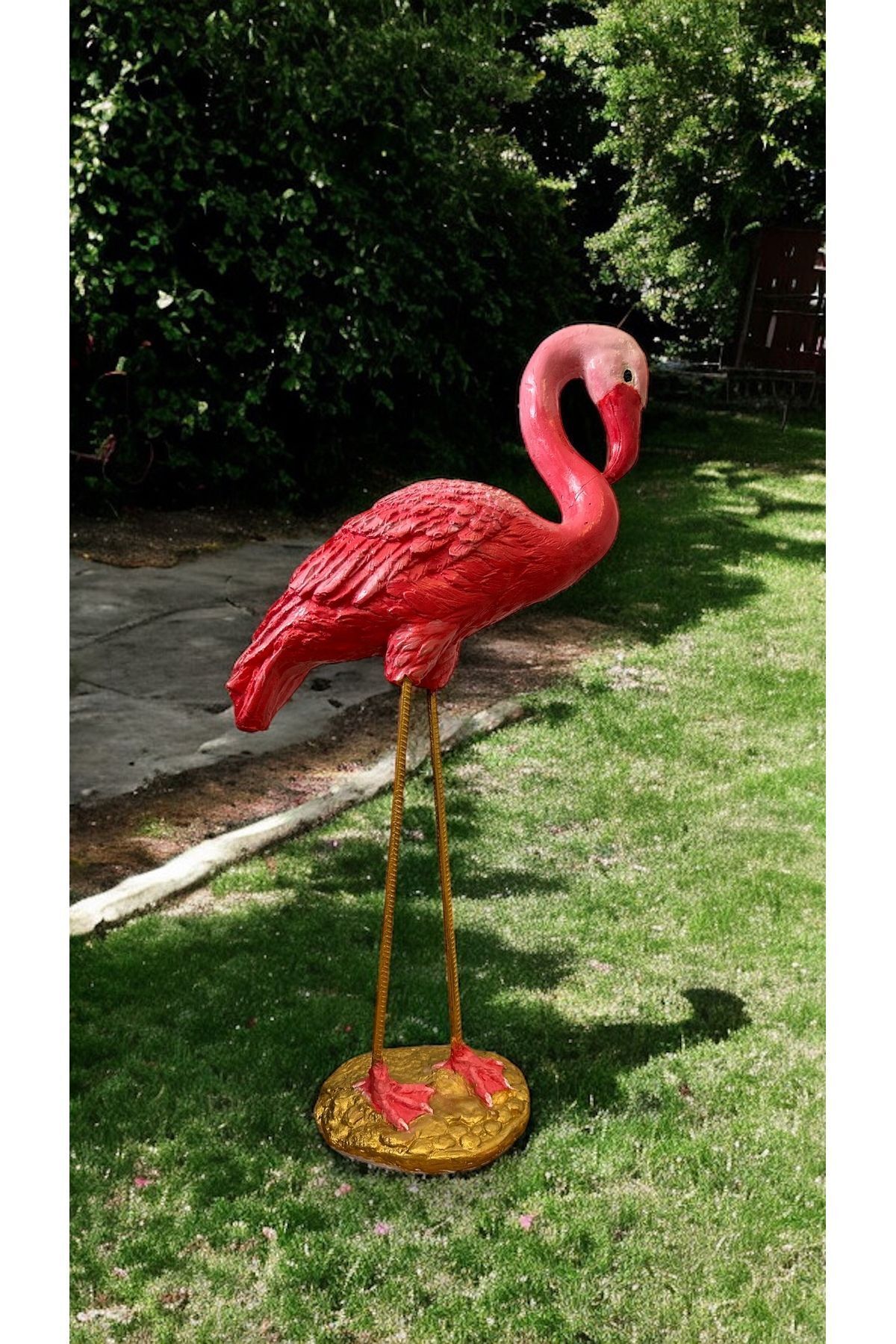 libre design Dekoratif 75cm Büyük Boy Flamingo Heykeli Biblo Bahçe Dekorasyon