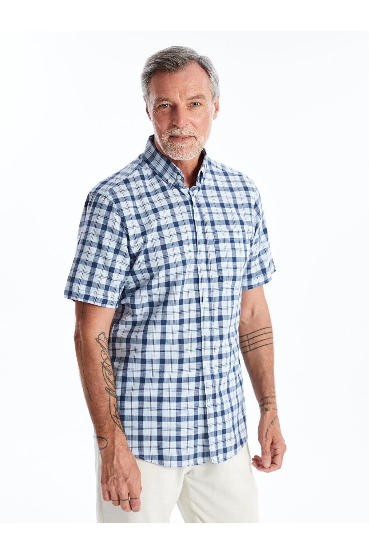 LC Waikiki LCWAIKIKI Classic Regular Fit Uzun Kollu Ekose Poplin Erkek Gömlek