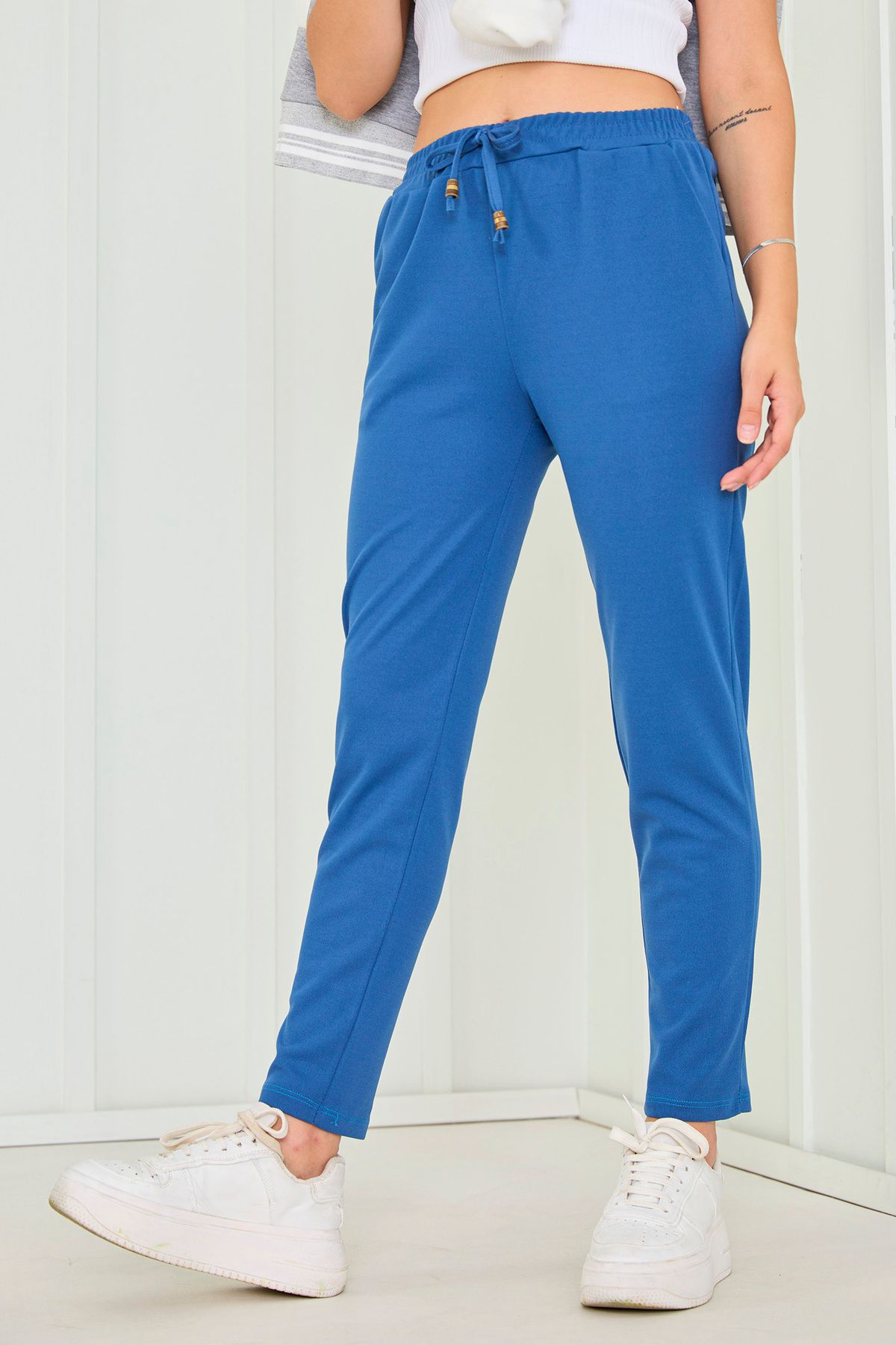 TOFİSA Düz Orta Kadın Mavi Pantolon - 23025