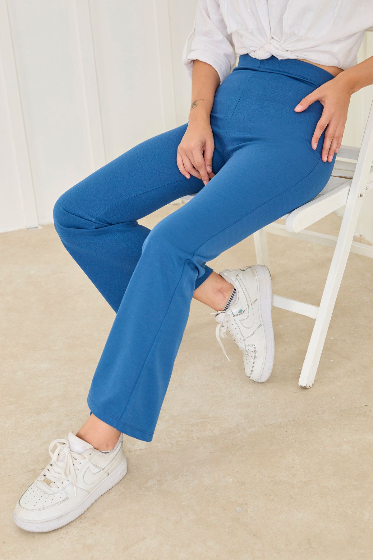 TOFİSA Düz Orta Kadın Mavi Pantolon - 23023