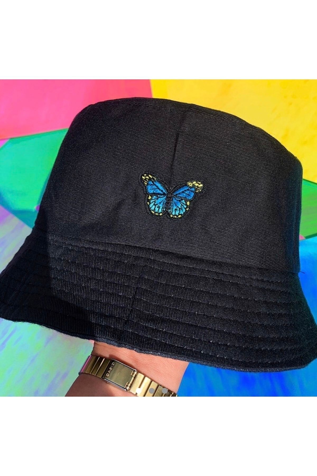 Köstebek Mavi Butterfly - Kelebek Bucket Şapka