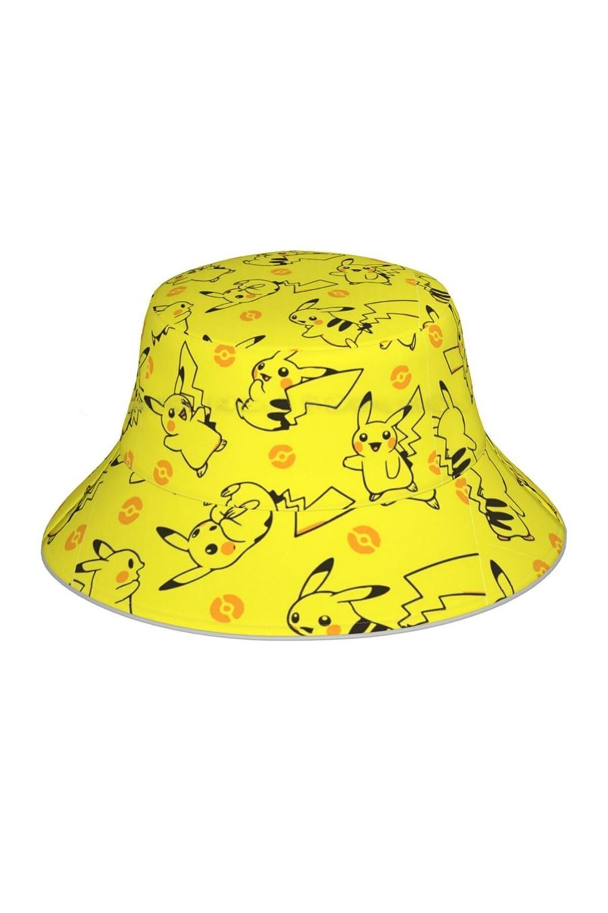 Köstebek Sarı Anime Pokemon - Pikachu Kolaj Bucket Şapka