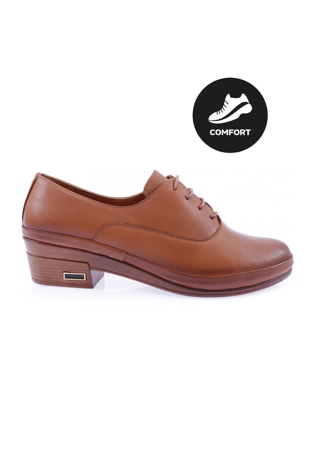 Dgn 061 Bağcıklı Comfort Ayakkabı Hakiki Deri Taba