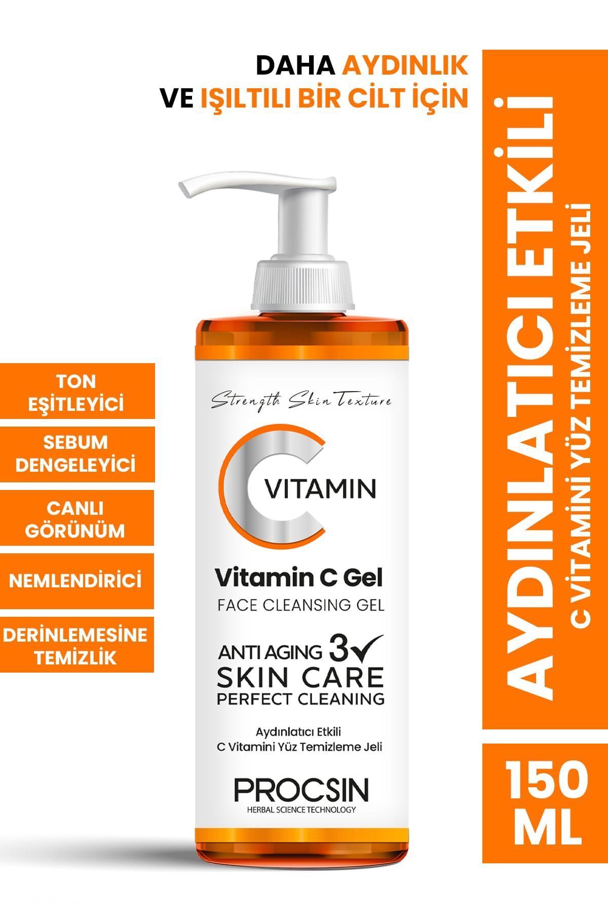 PROCSIN Aydınlatıcı Etkili C Vitamini Yüz Temizleme Jeli 150 ML