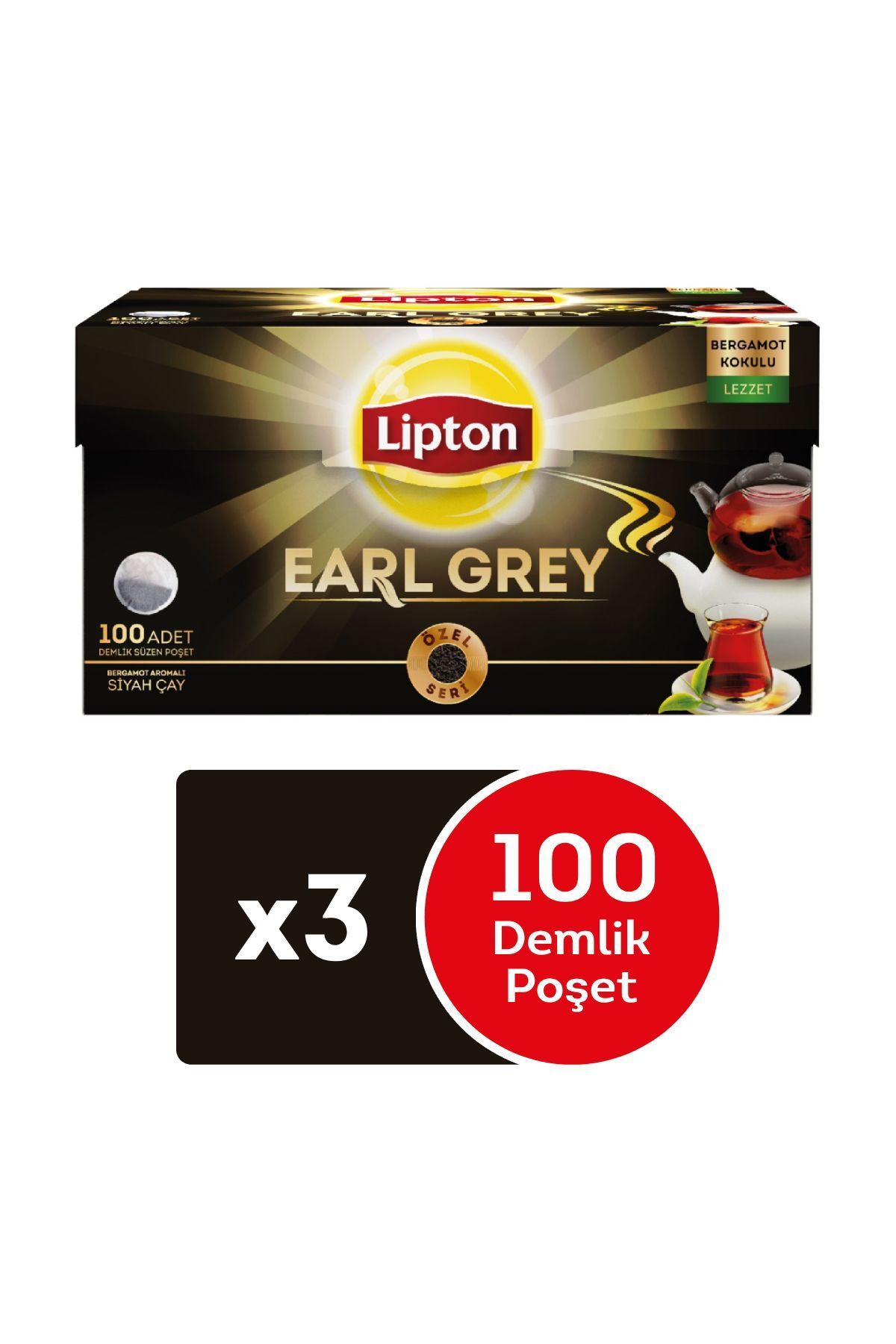 Lipton Earl Grey Demlik Poşet Çay 100lü 3 Adet