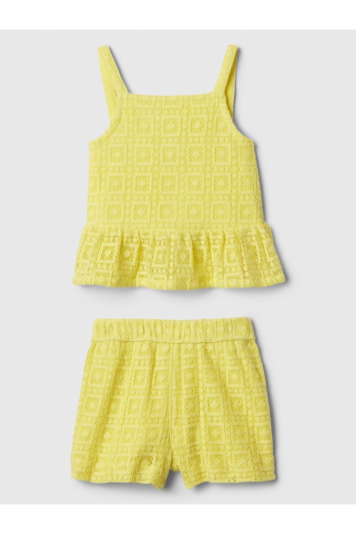 GAP Kız Bebek Sarı Fisto İşlemeli Outfit Set