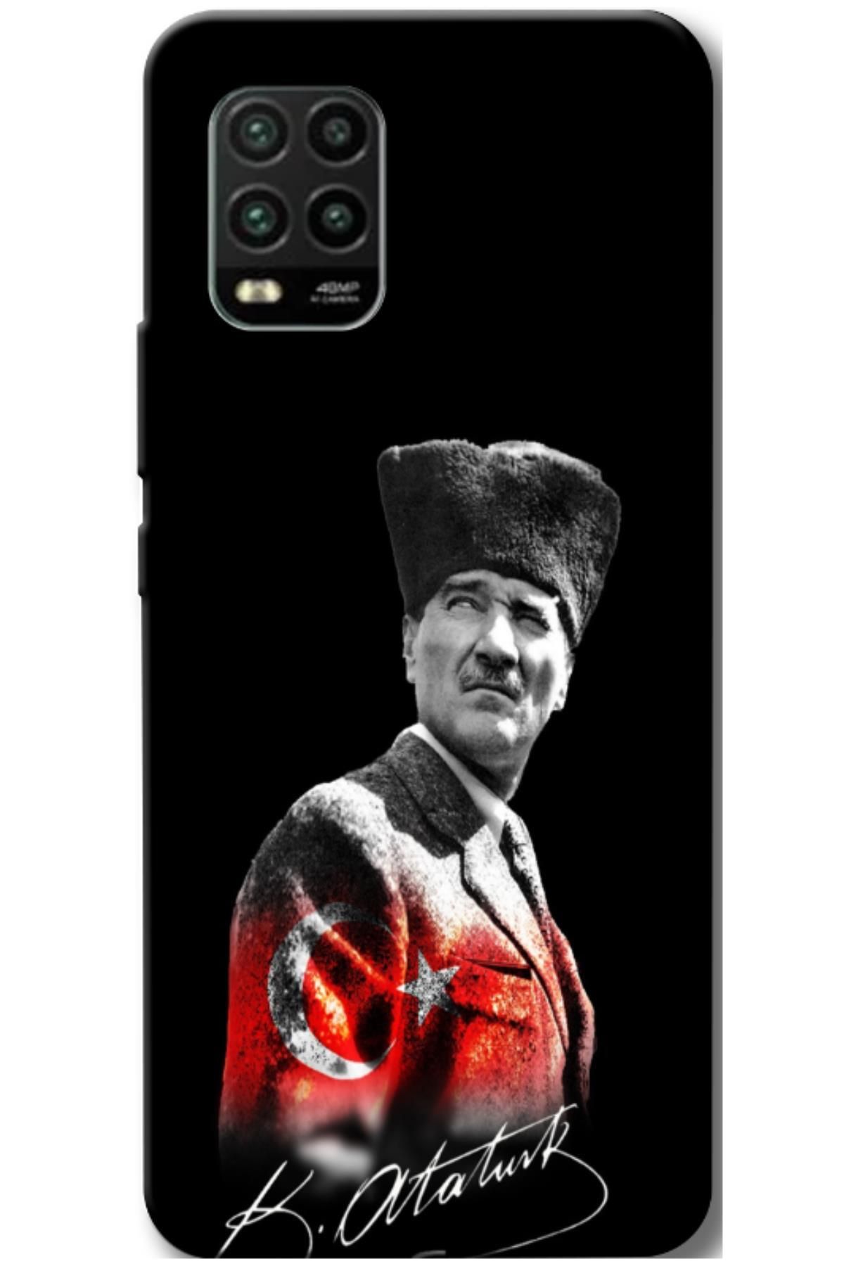 Zebana Xiaomi Mi 10 Lite Uyumlu Kılıf Mustafa Kemal Atatürk Tasarımı V2 Silikon Kılıf (BASKILI)