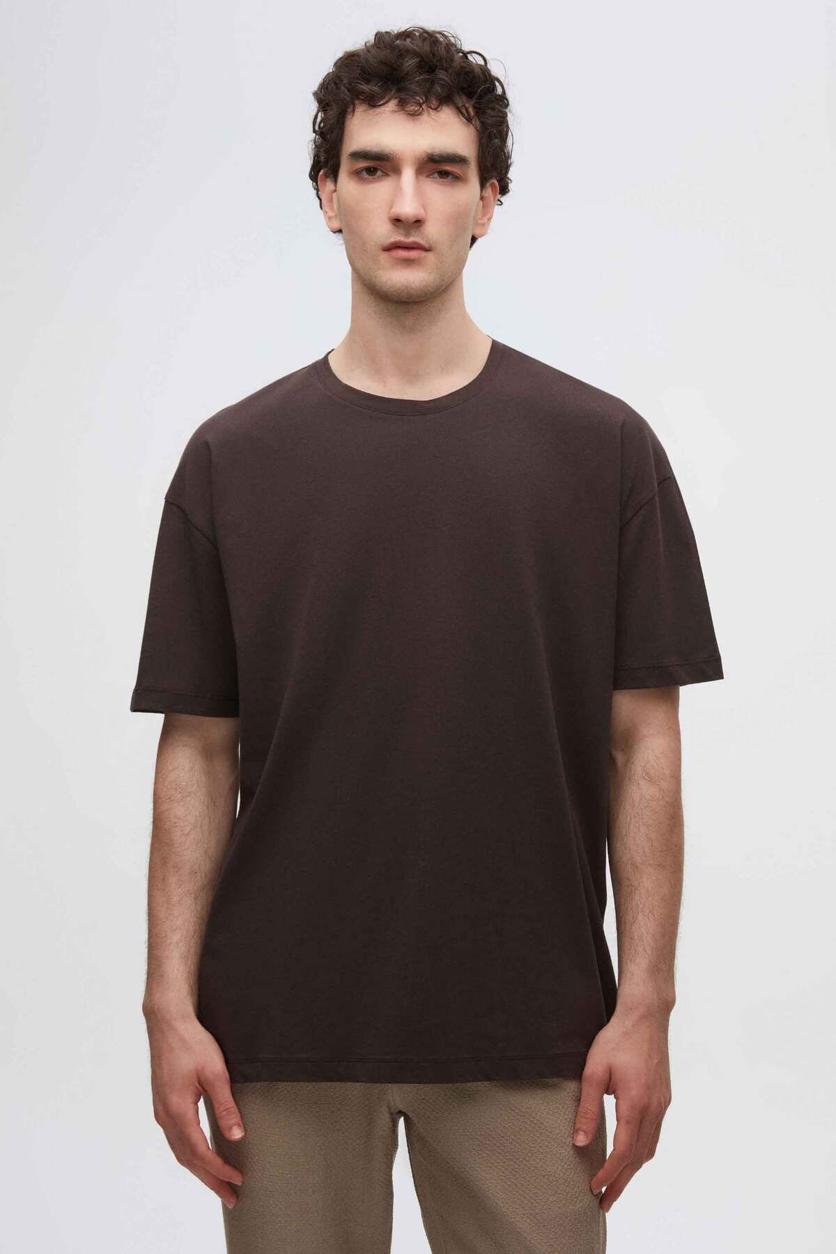 D'S Damat Oversize Kahverengi Bol Kesim %100 Pamuk T-shirt