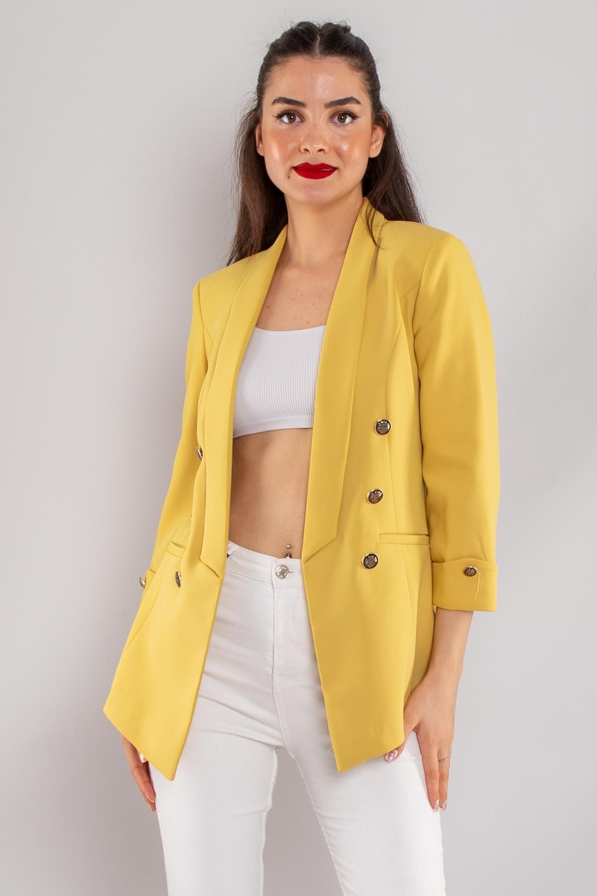 Ayhan 90599 6 Gold Düğme Detay Blazer Kadın Ceket