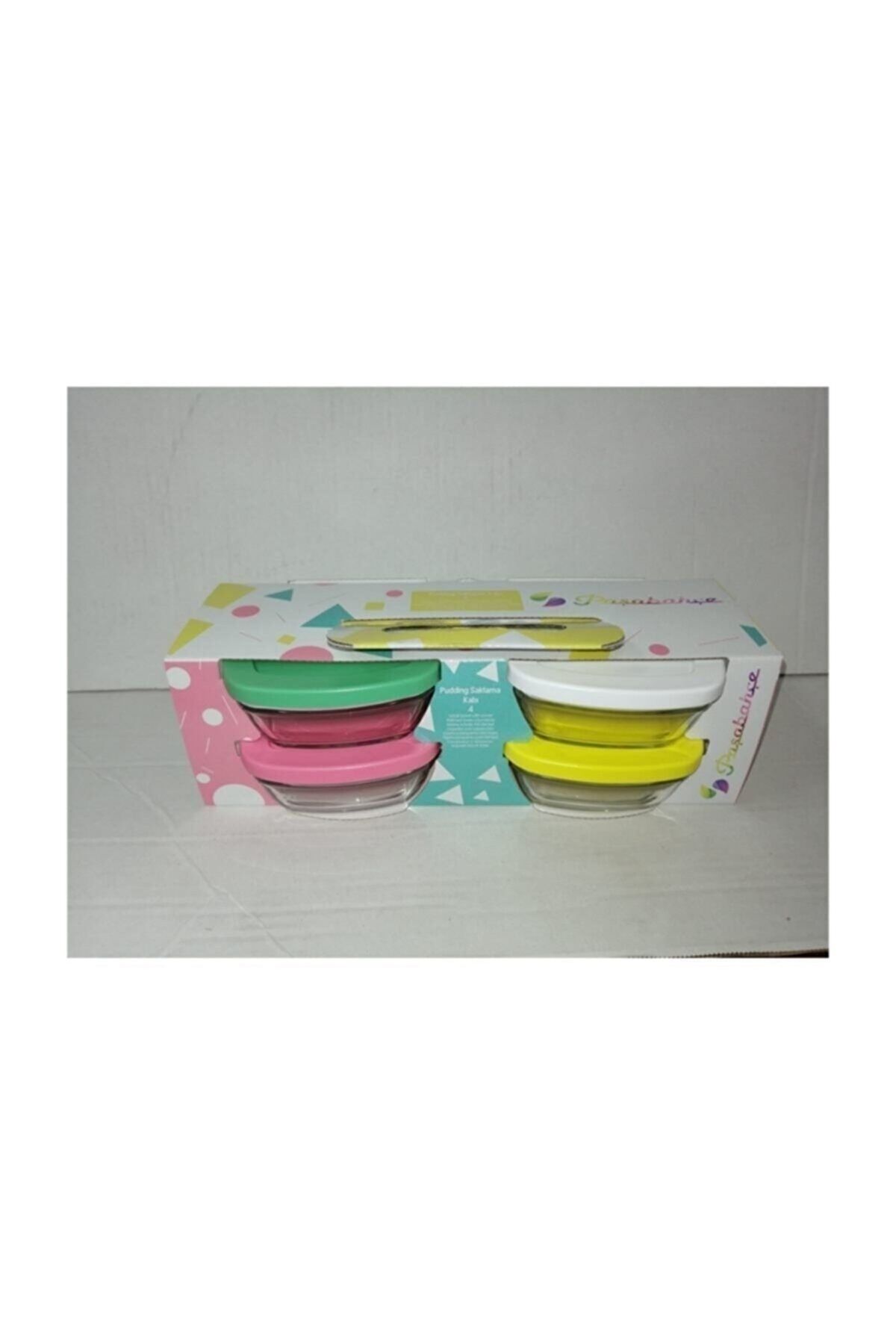 Paşabahçe Pudding 4'lü Saklama Kabı - Renkli Kapaklı Fma07093