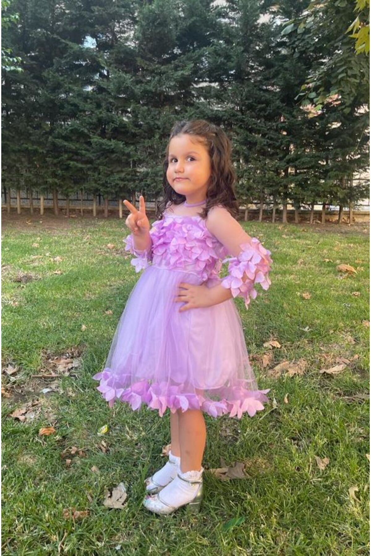Eybabykids KOPYA - Kız çocuk Abiye elbise çiçekli kabarık abiye elbise