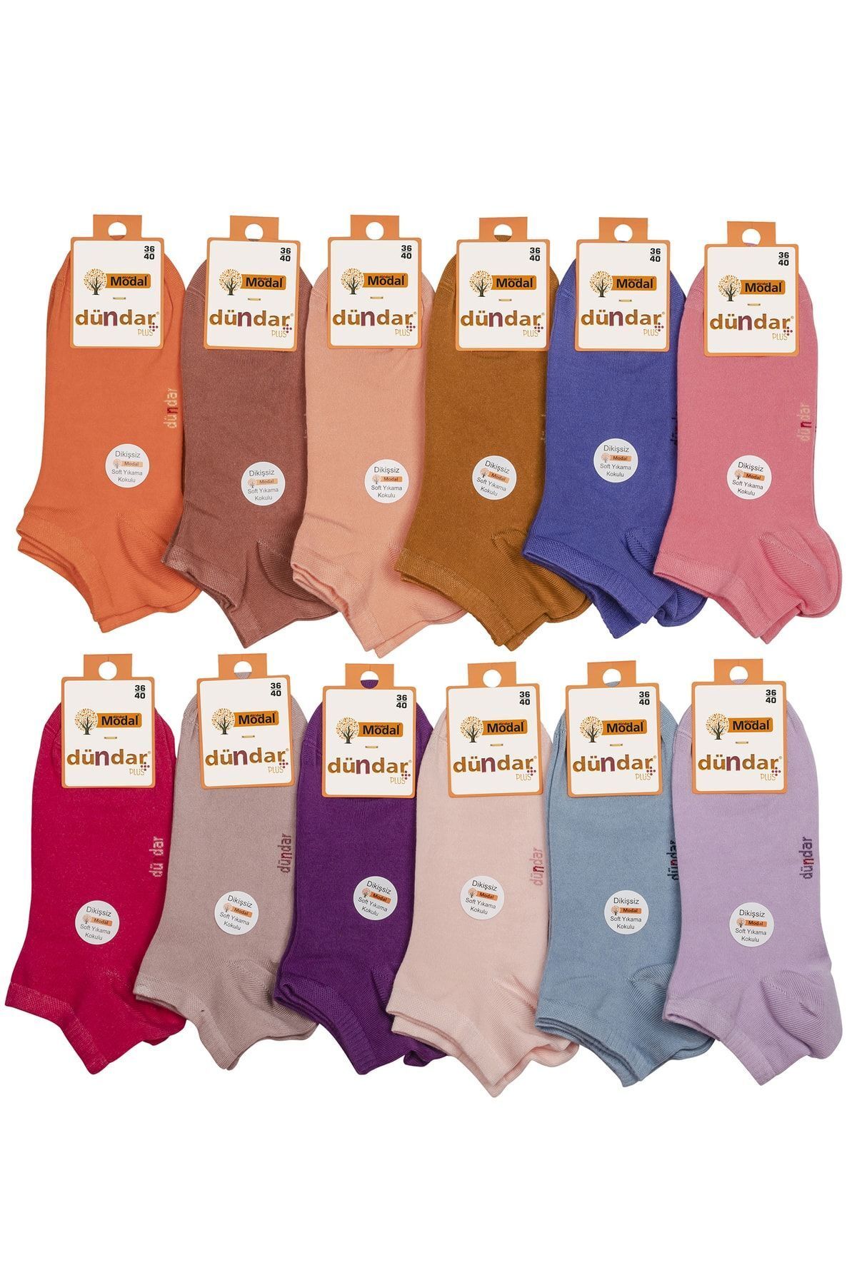 Dündar Kadın Modal Plus Patik Çorap Pastel Renkli 4506 - 6 Adet