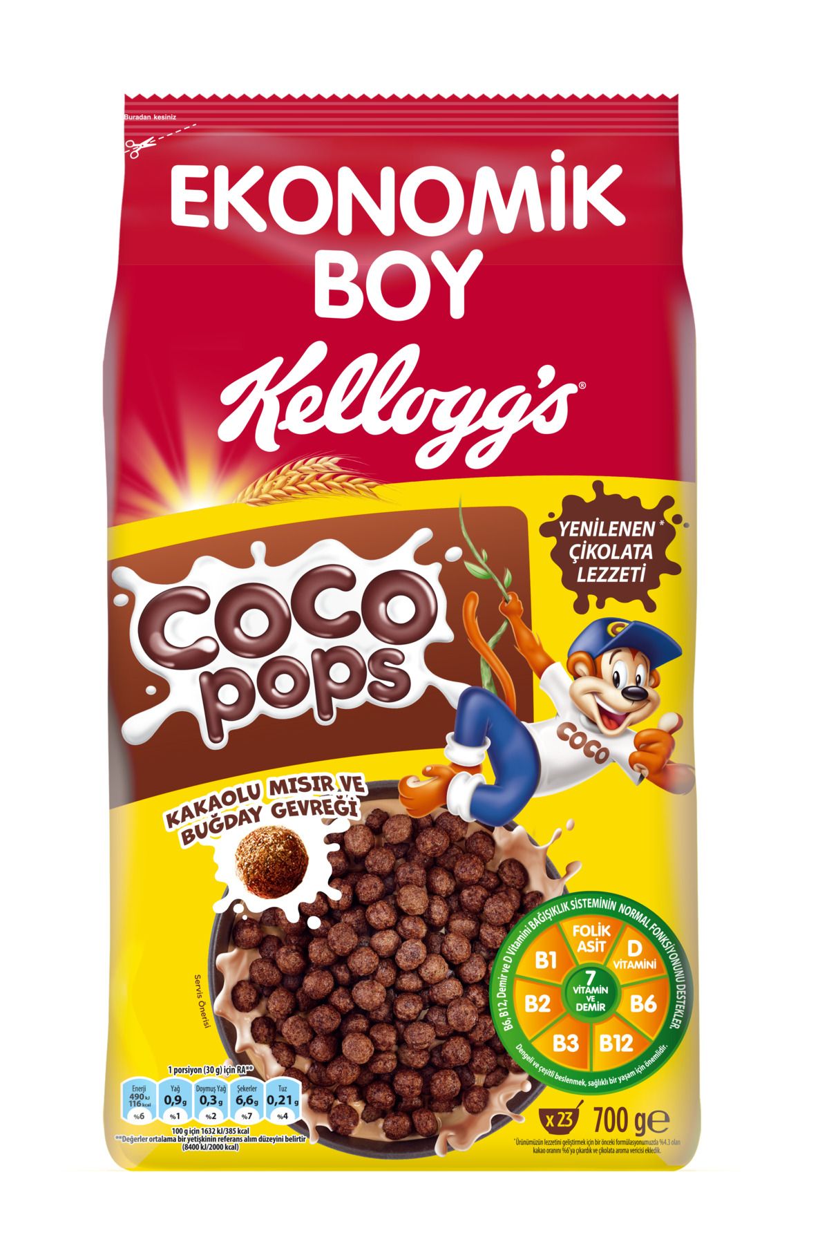 Kellogg's Coco Pops Çikolatalı Buğday Ve Mısır Gevreği 700 Gr, Lif,demir Ve 6 Vitamin Içerir