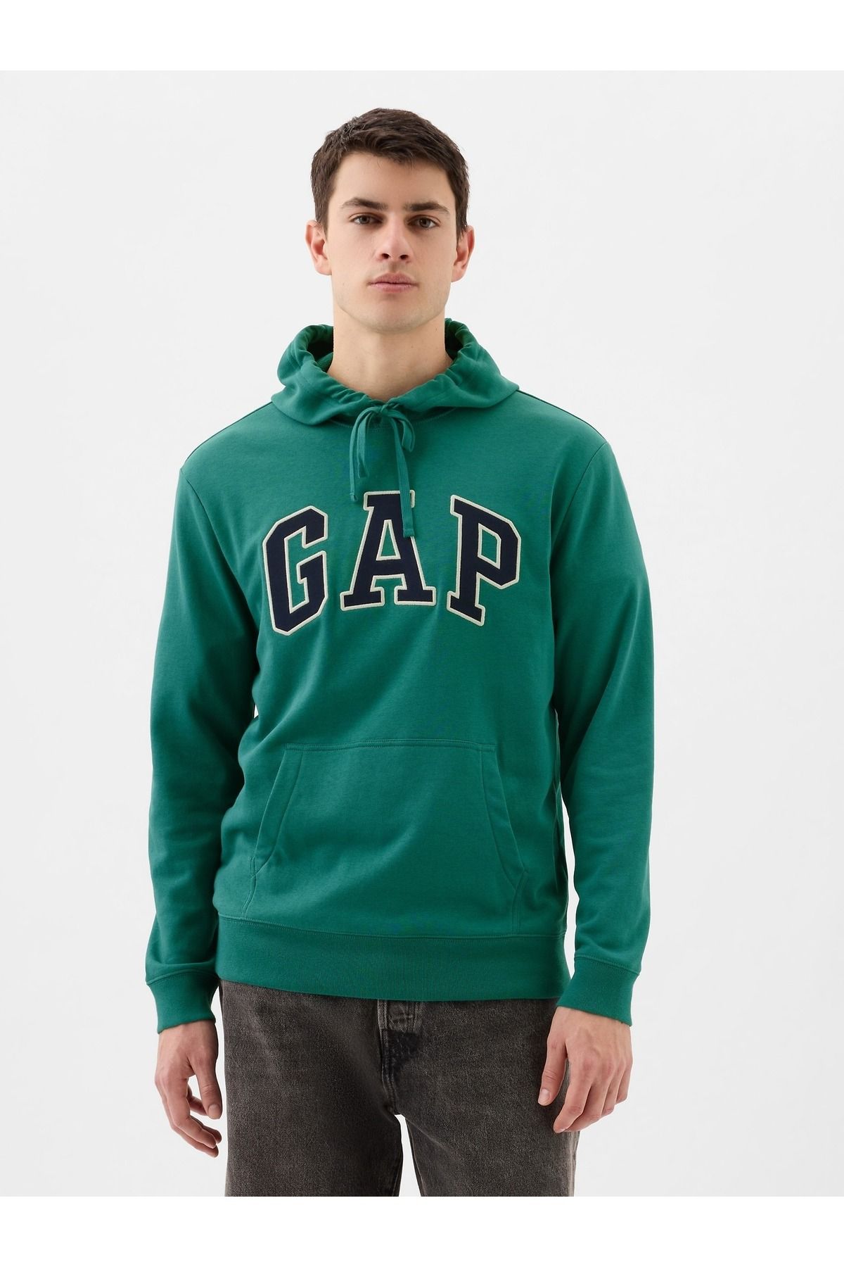 GAP Erkek Yeşil Gap Logo Fransız Havlu Kumaş Sweatshirt