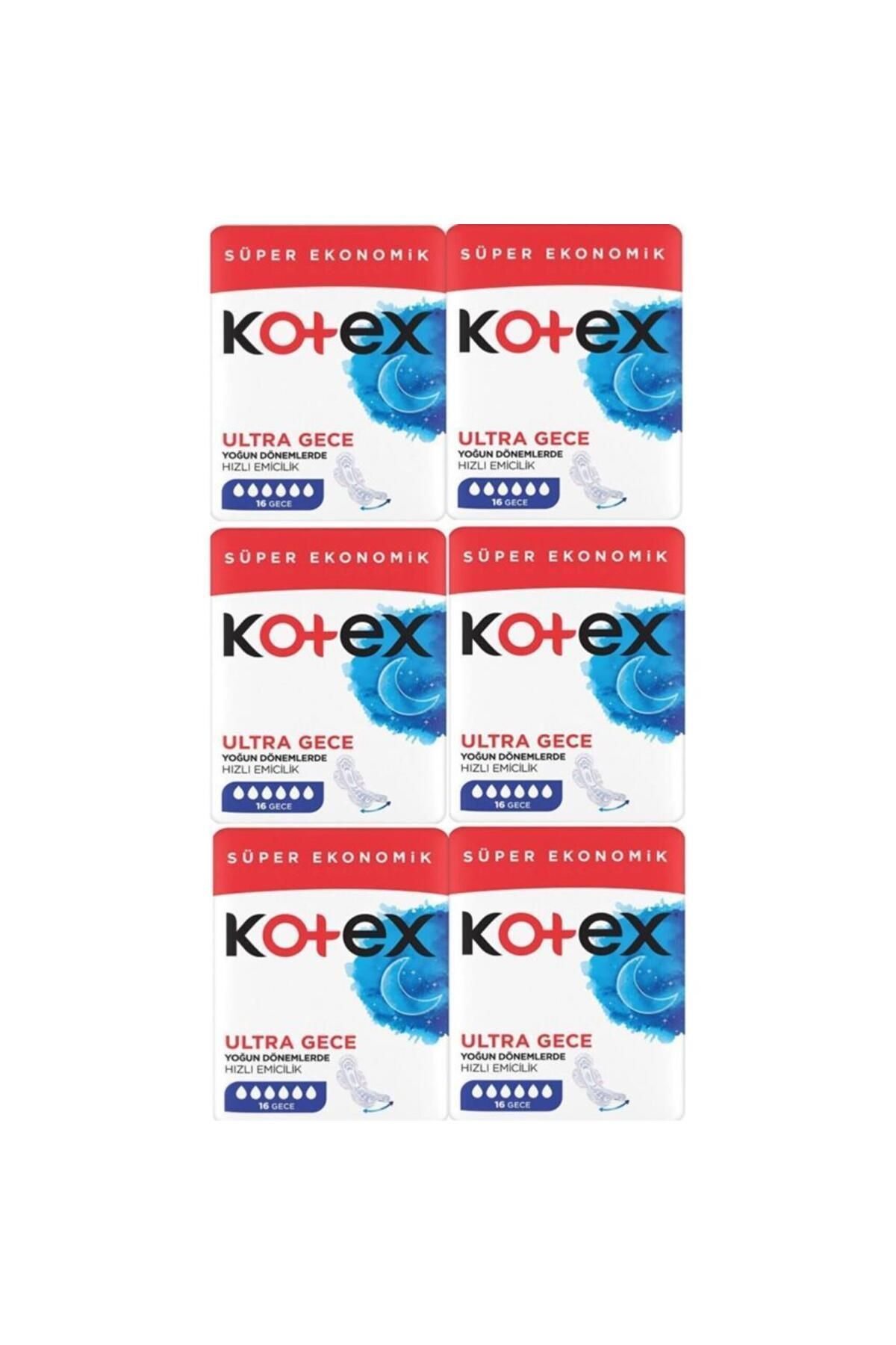 Kotex Ultra Quadro Süper Eko Gece 16 Lı X 6 Adet
