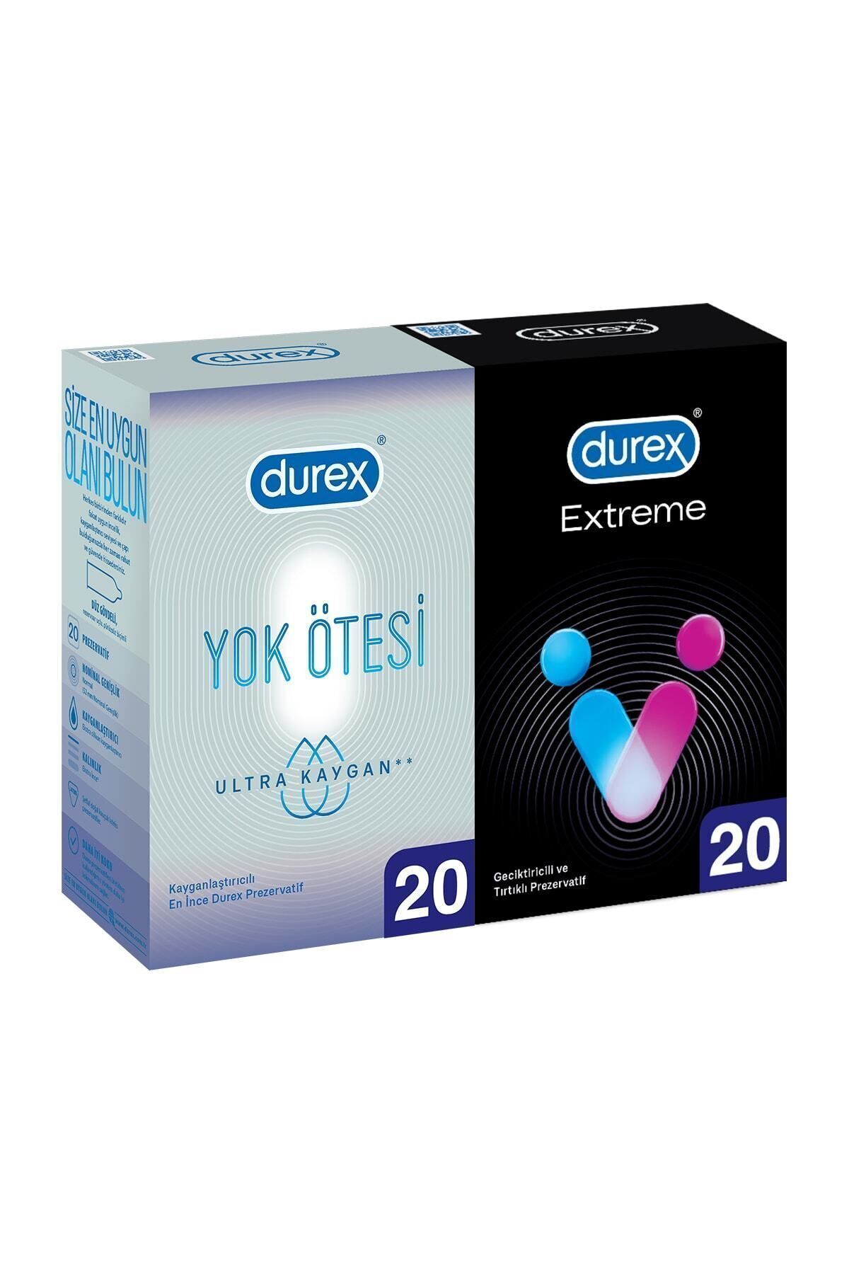 Durex Yok Ötesi Ulltra Kaygan 20'li + Extreme 20'li Prezervatif