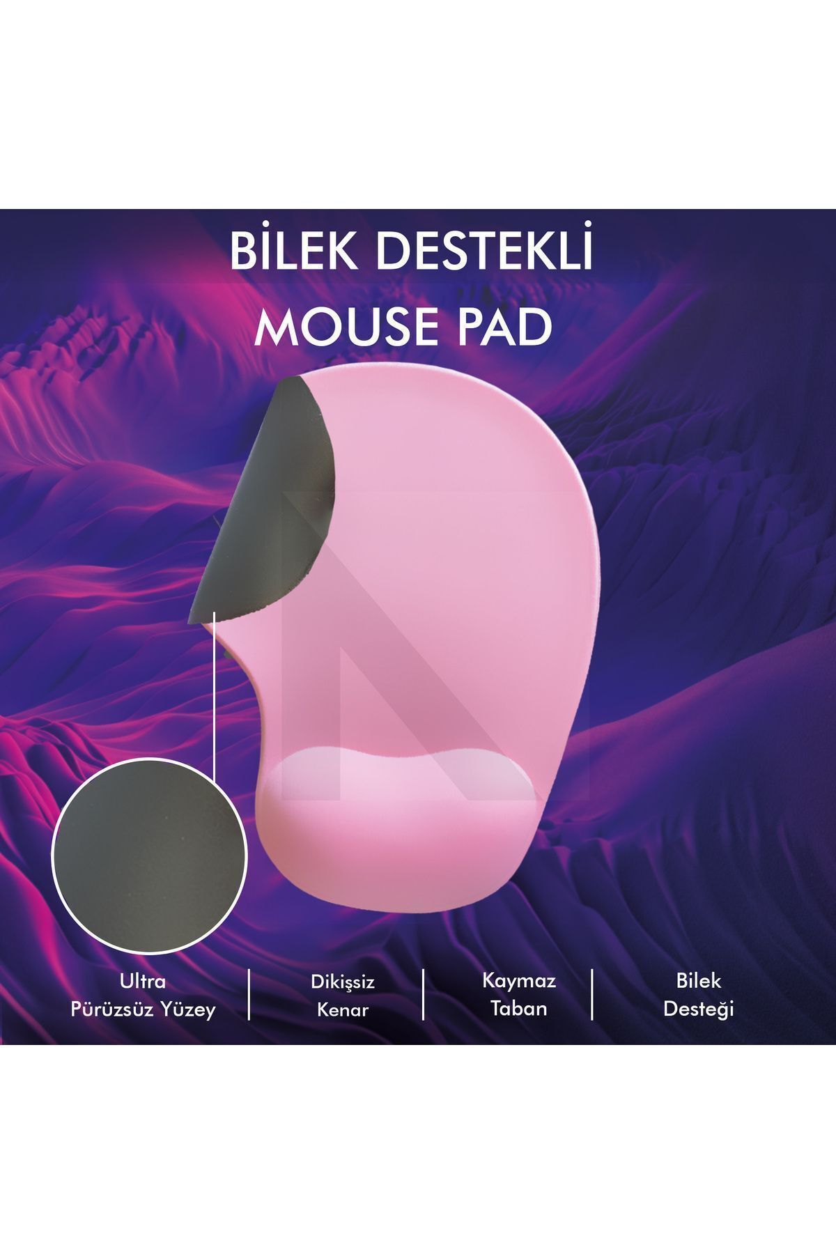 ACTIVE TEAM Bilek Destekli Memory Foam Mouse Pad, Ergonomik Kaymaz Hafızalı Köpük Mousepad