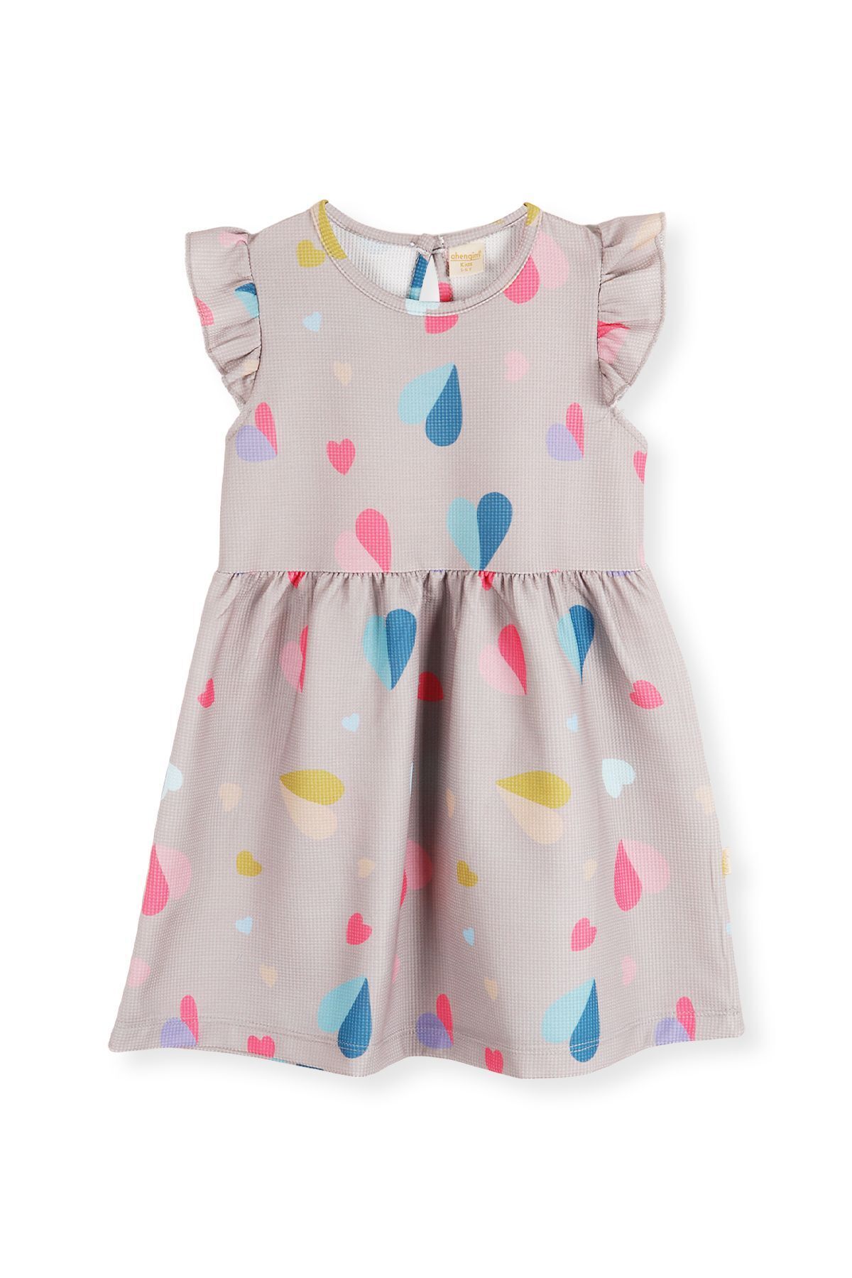 AHENGİM Kız Çocuk Kalp Desenli Elbise Ak2406