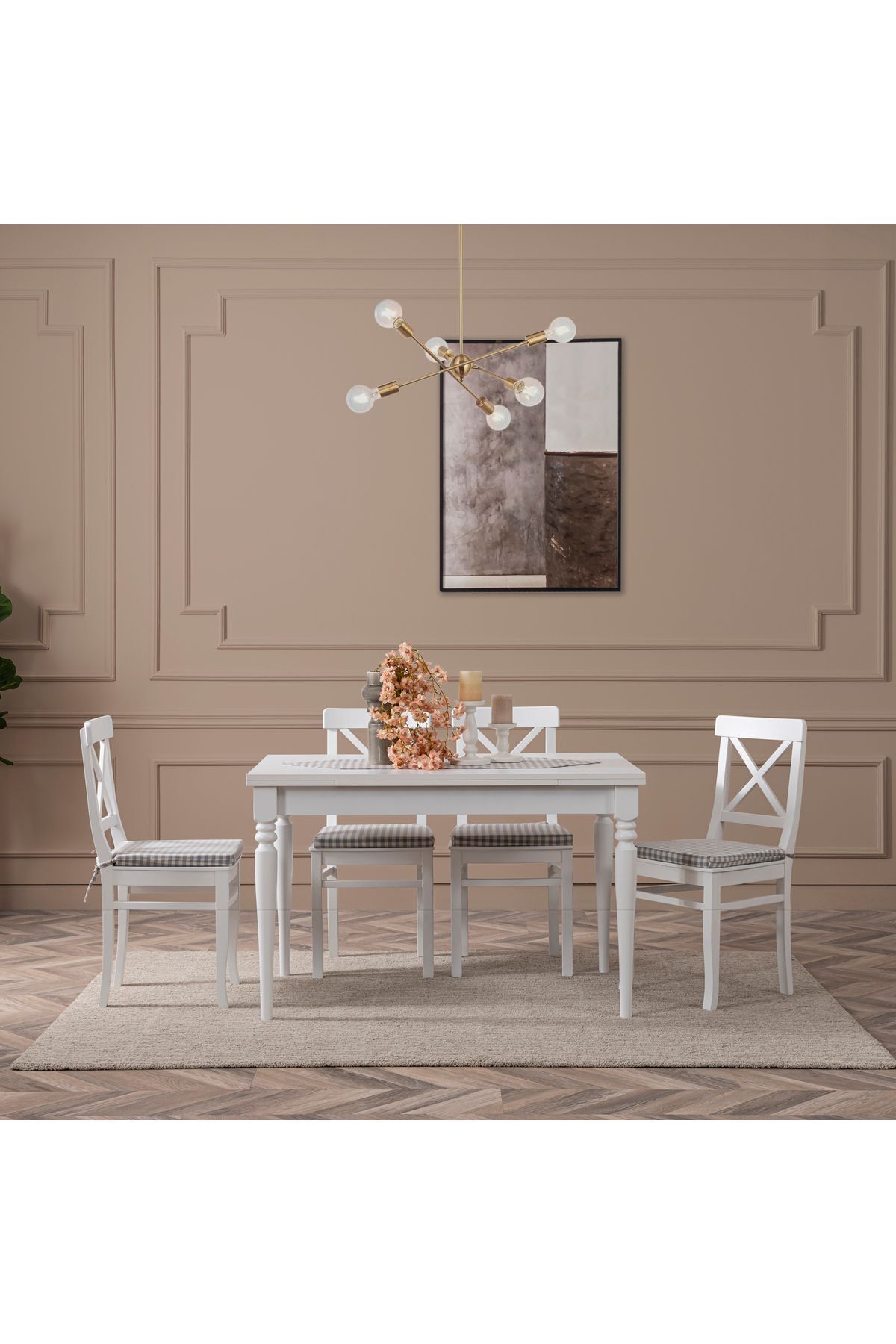 Albero Home White Çizilmez Masa Takımı - Gri Minder Büyük