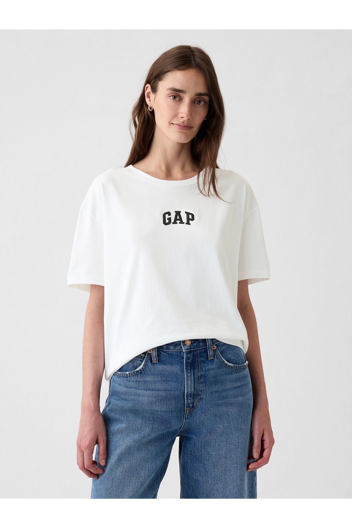 GAP Kadın Beyaz Gap Logo T-Shirt