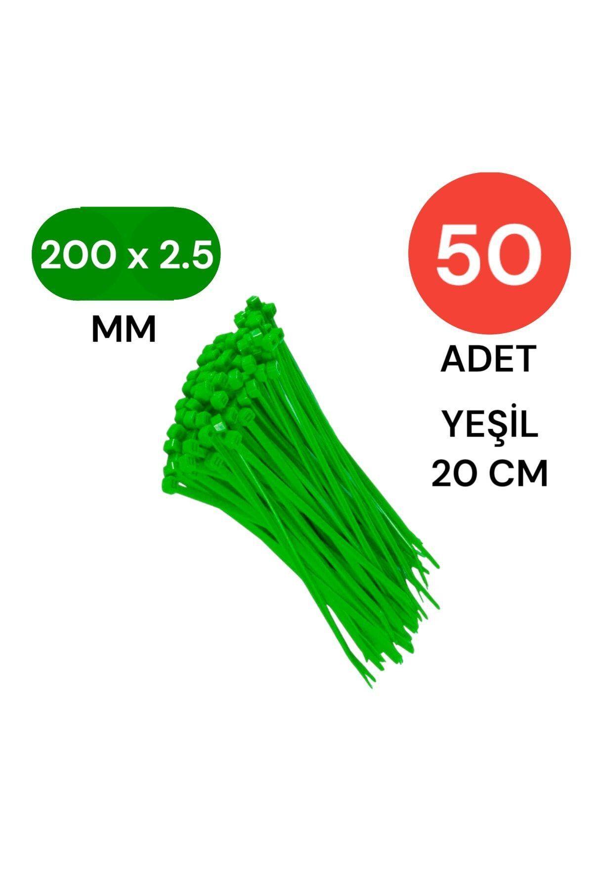 Tek-İş Plastik Kablo Bağı Klipsi Cırt Kelepçe 200 Mm X 2.5 Mm Yeşil 50 Adet