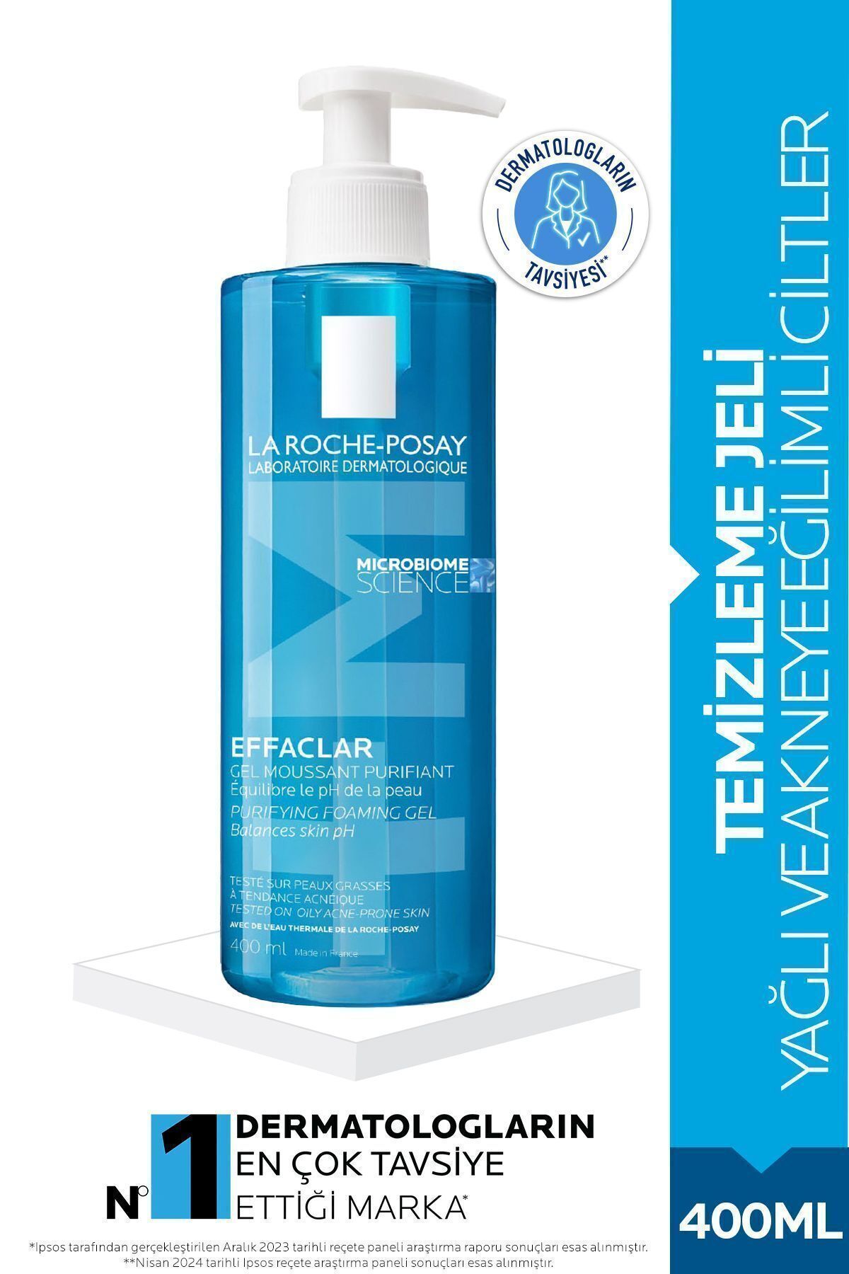 La Roche Posay Effaclar Jel Yağlı, Akne /Sivilceye Eğilimli Ciltler için Yüz Temizleme Jeli 400ml