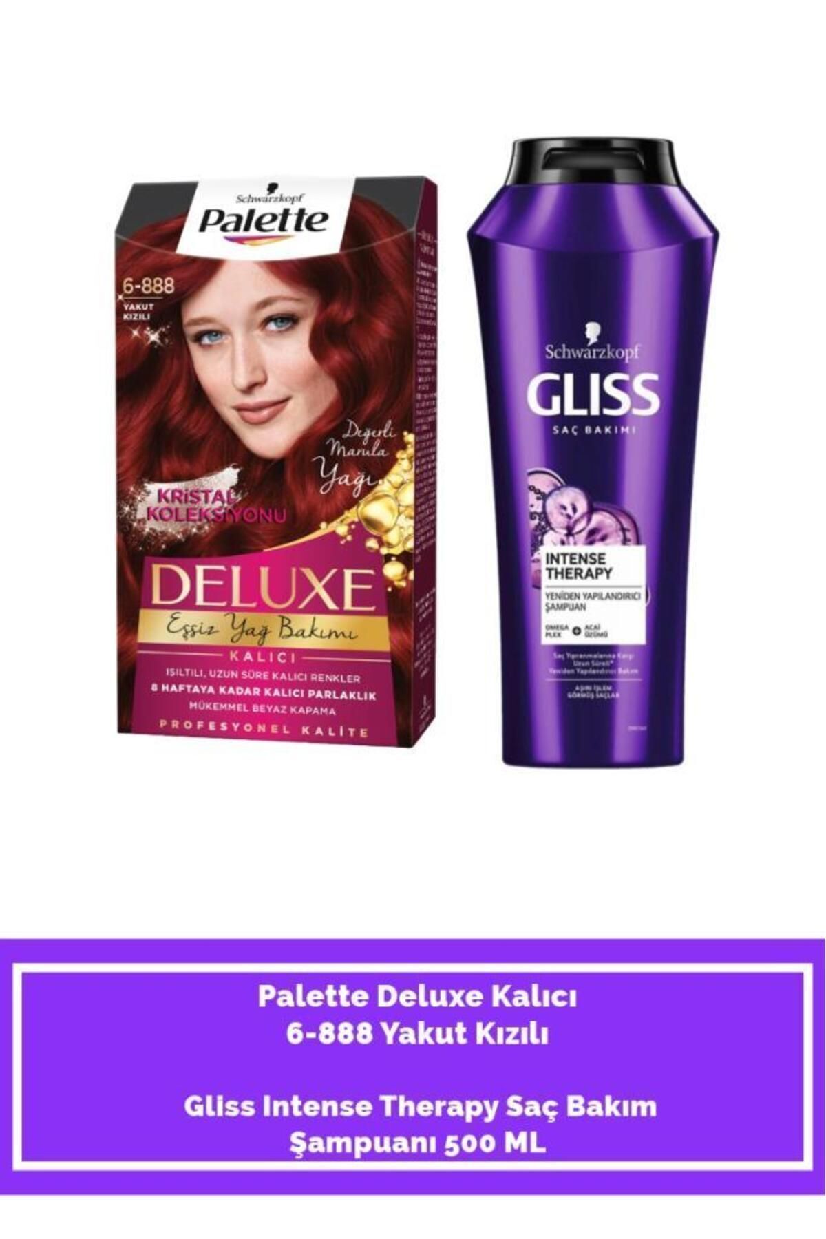 Palette Deluxe 6-888 Yakut Kızılı+ Gliss Intense Therapy Saç Bakım Şampuanı 500 ML