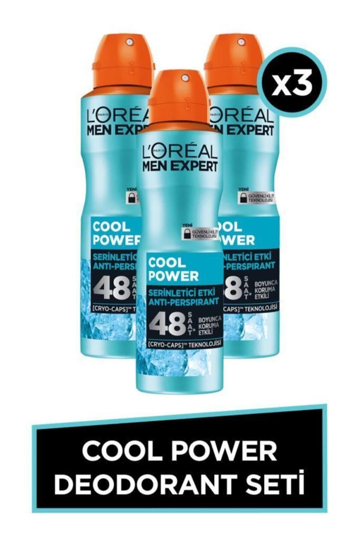 L'Oreal Paris Men Expert Cool Power Anti Perspirant Serinletici Etki Erkek Sprey Deodorant 150 ml 3'lü Set