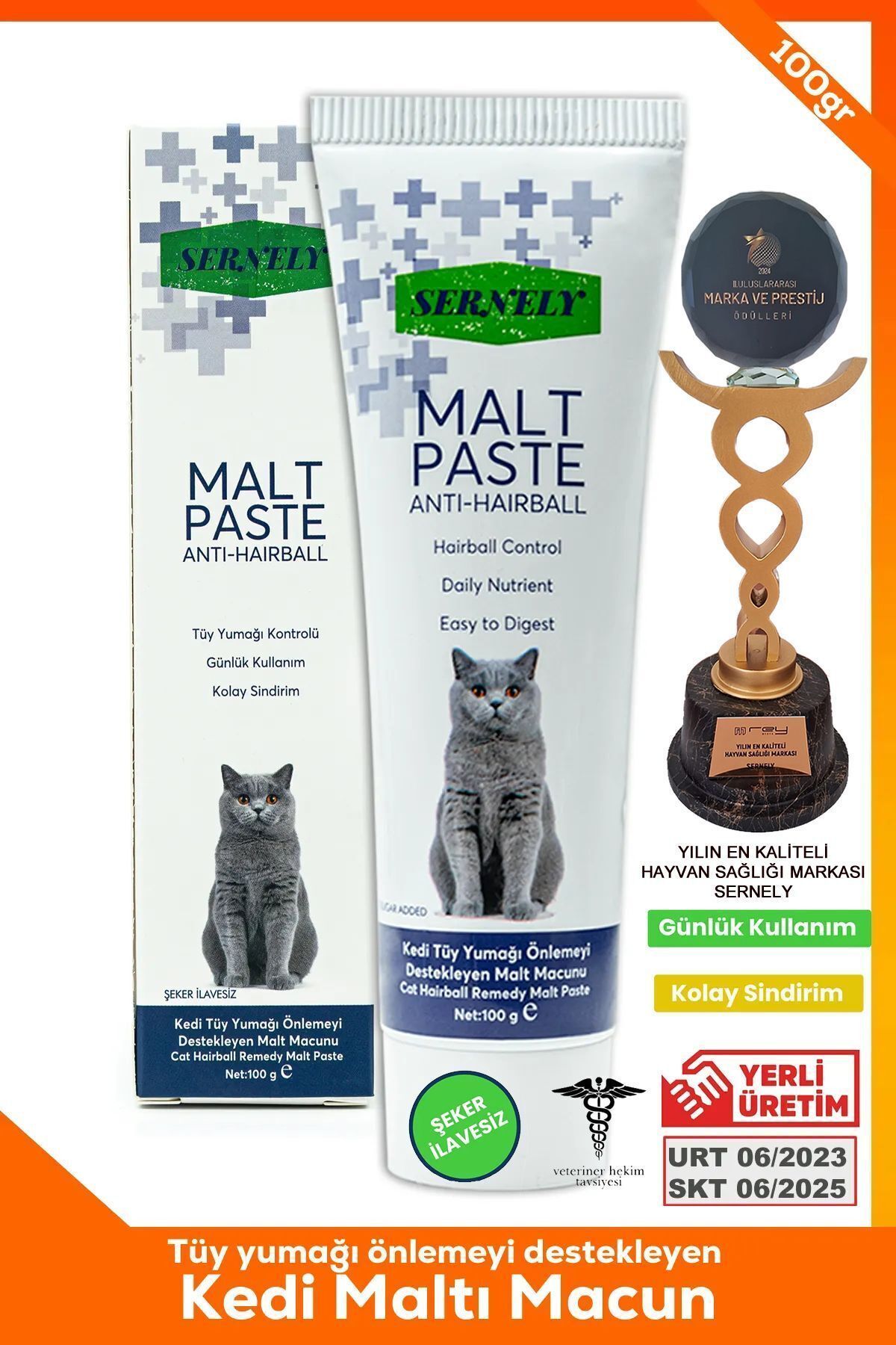 Sernely Anti-hairball Malt Paste 100gr ( Tüy Yumağı Önleyici Kedi Malt Macunu )