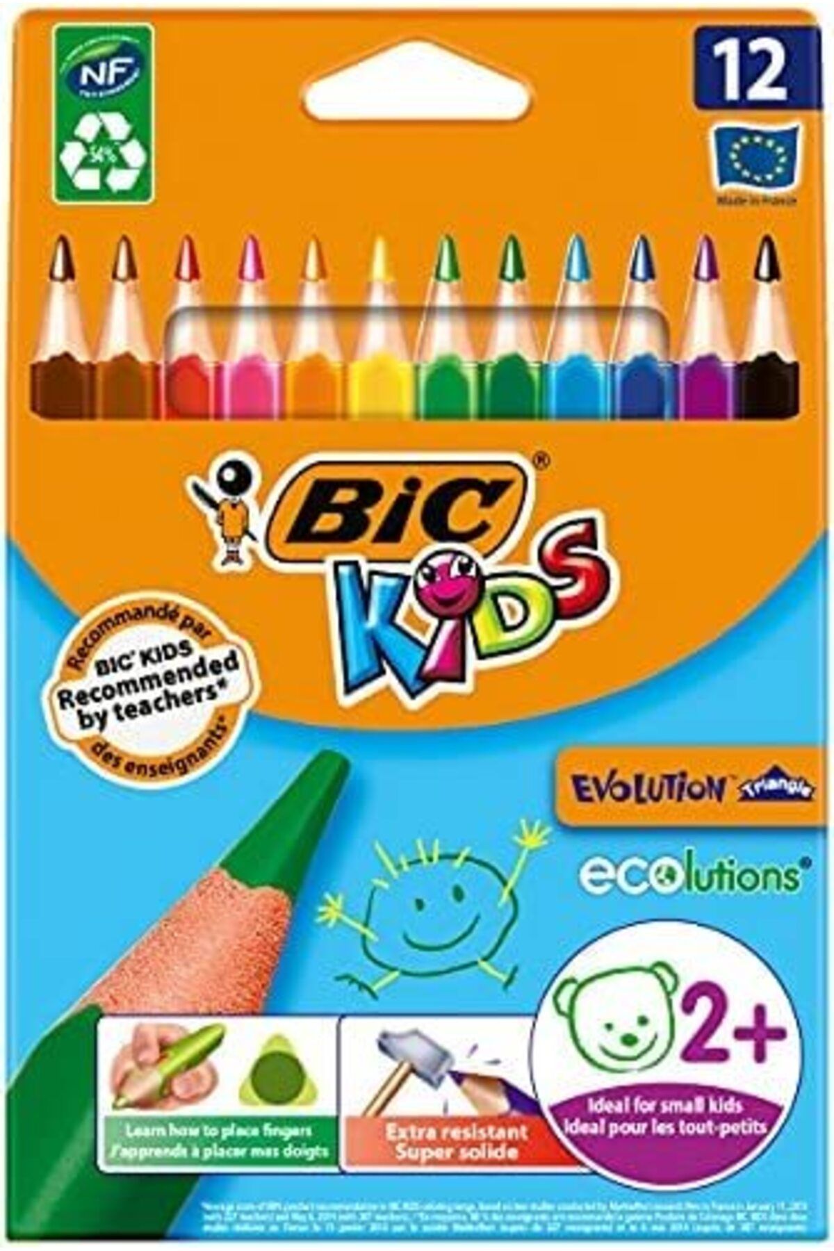 Bic Kids Evolution Triangle Üçgen Jumbo Boya Kalemi 12 Renk