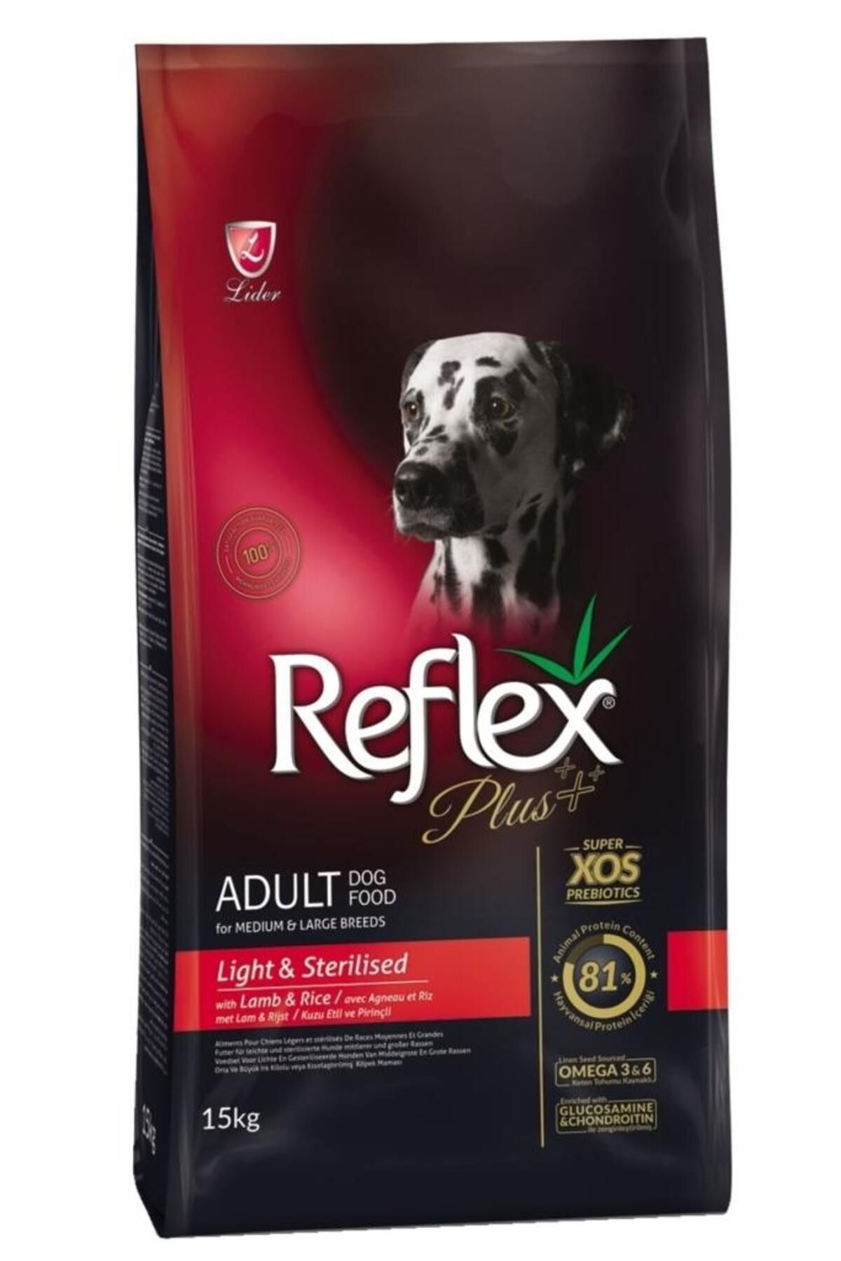 Reflex Light&kısırlaştırılmış Kuzu Etli Orta Ve Büyük Irk Köpek Maması 15 Kg#
