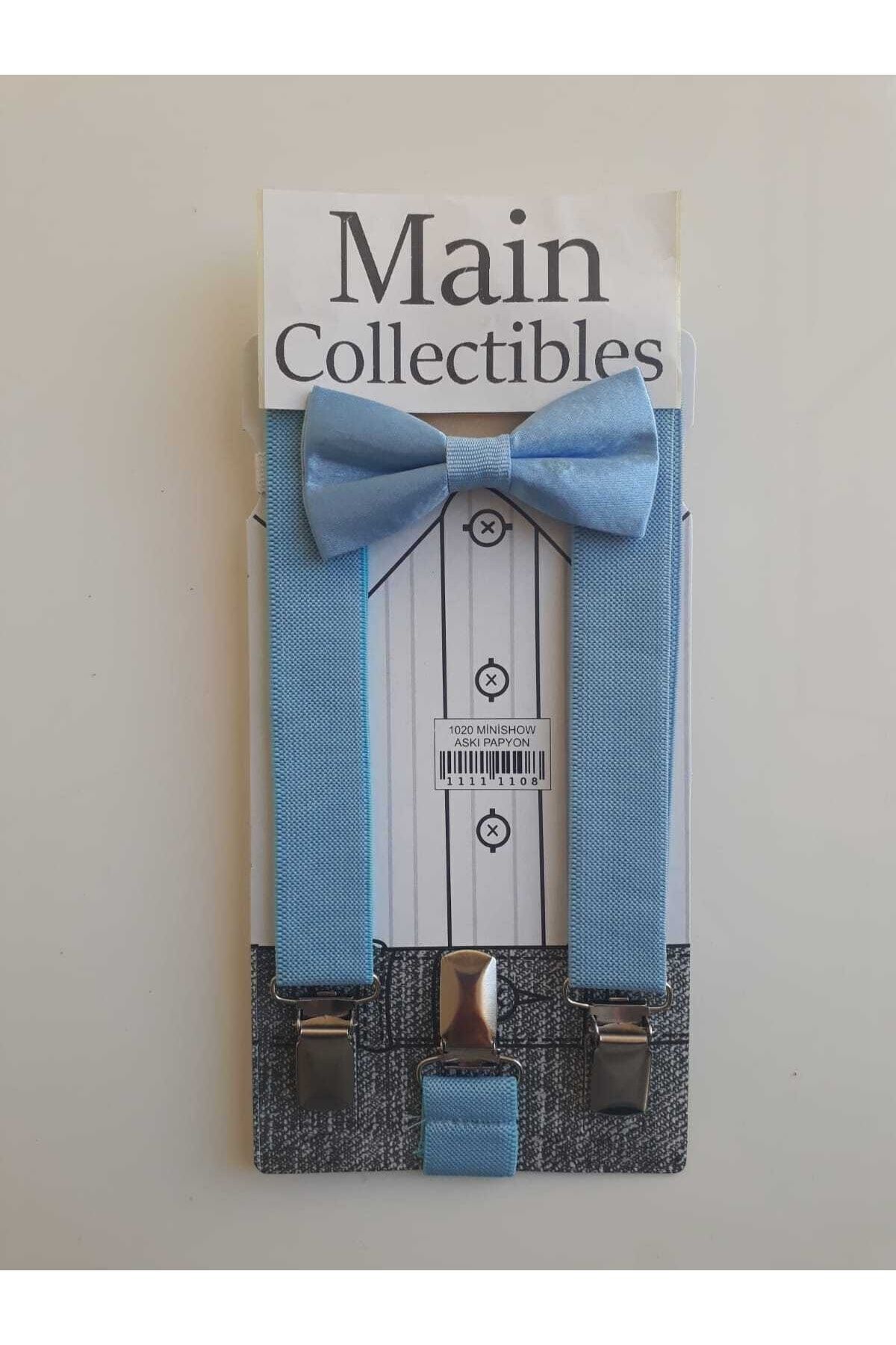 Main Collectibles 23 Nisan 29 Ekim Okuma Bayramı Bebe Mavisi Papyon Pantolon Askı Seti