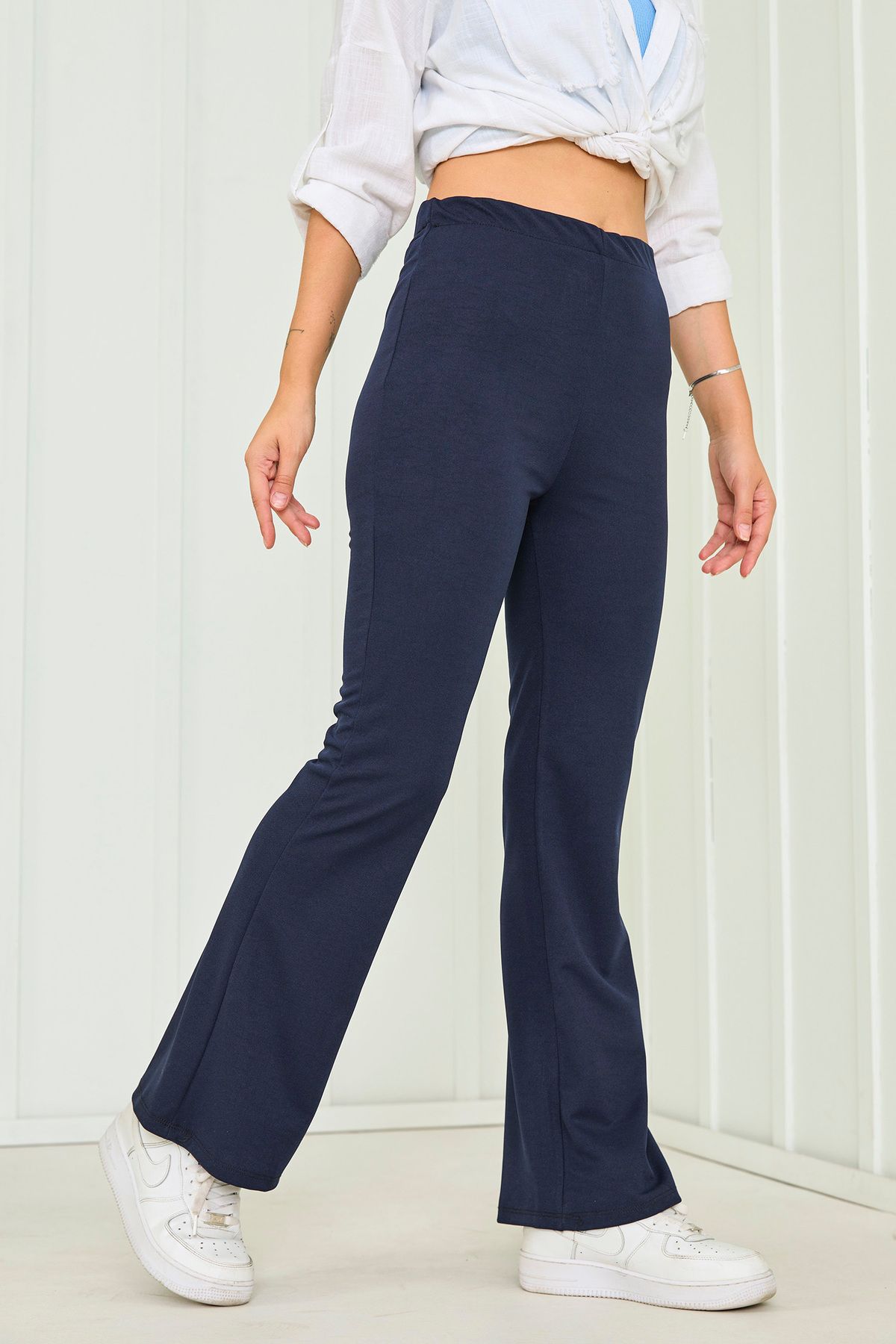 TOFİSA Düz Orta Kadın Lacivert Pantolon - 23023