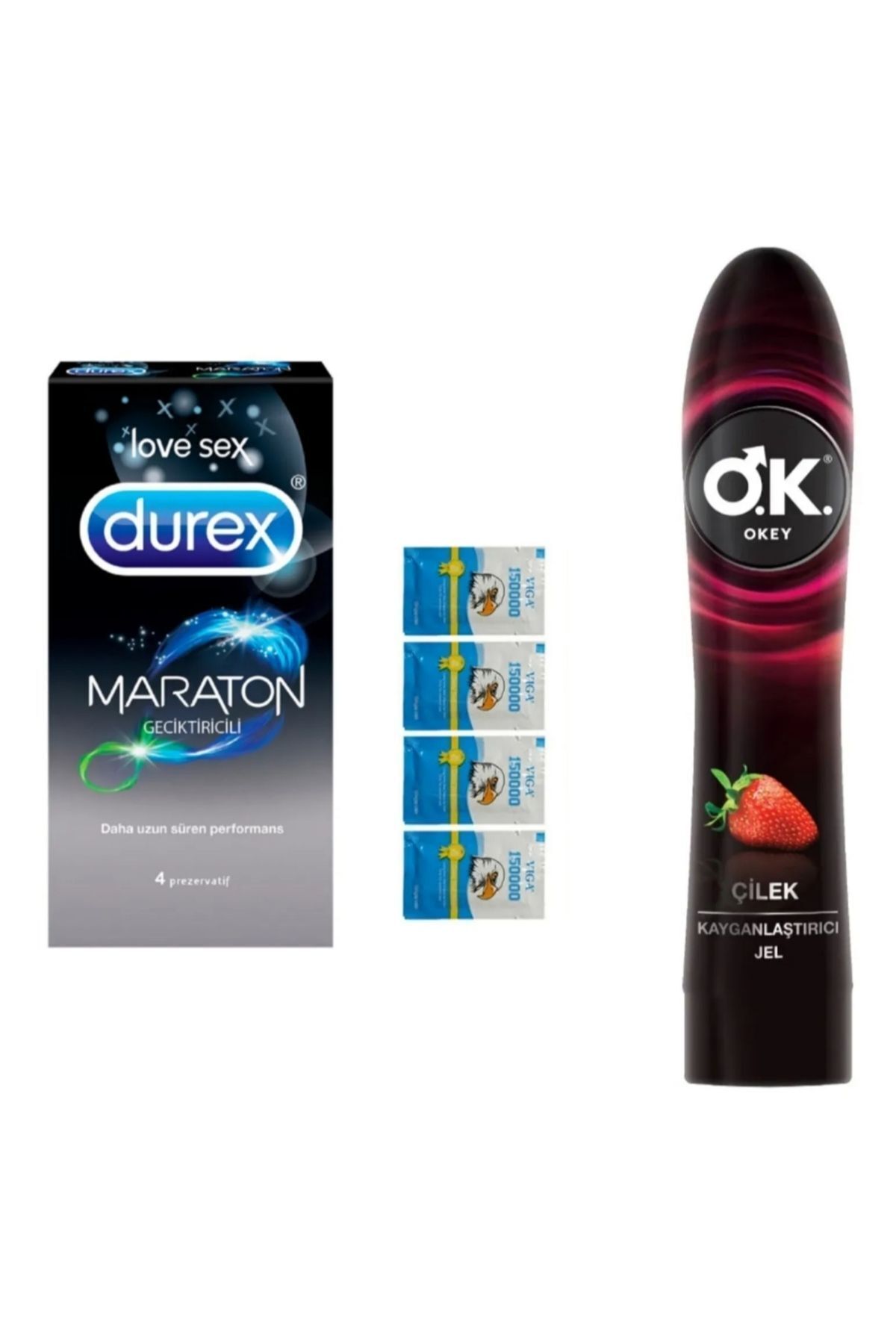Durex Maraton HAPPY prezervatif4 lü+li mendlil+çilek hazzı kayganlaştılı