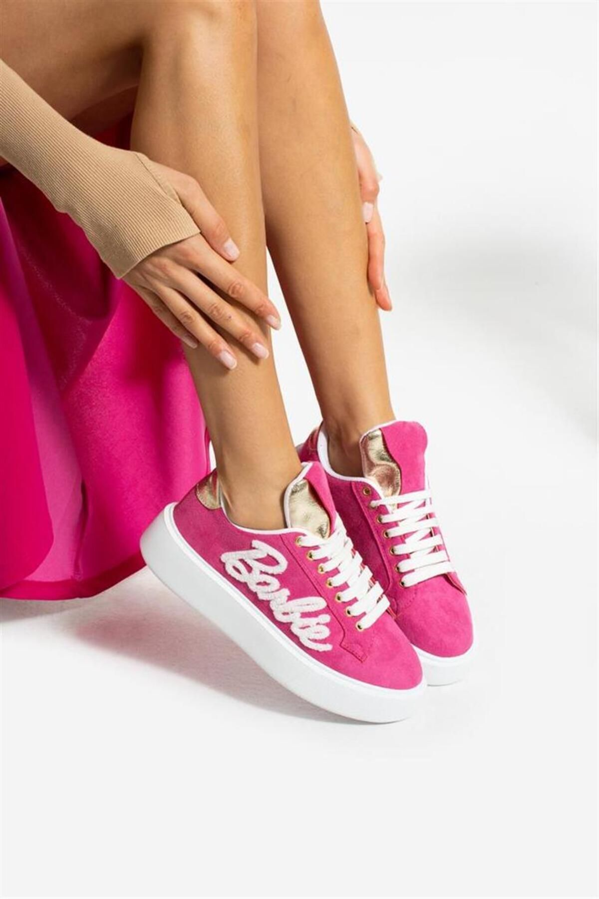 Ayakkabıda Tek Barbie Kadın Spor Ayakkabı - FUŞYA SÜET