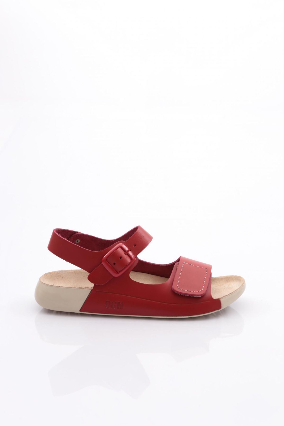 Dgn P28 Kadın Çift Bantlı Sandalet Kırmızı