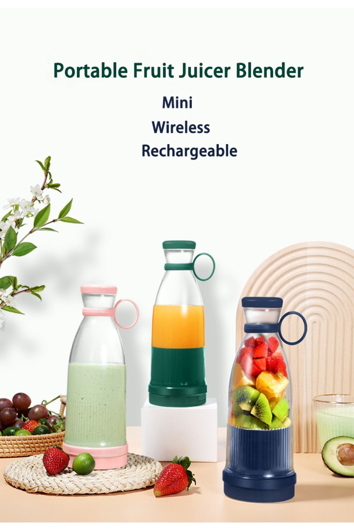 Hane216 Taşınabilir Mini Hızlı Blender 380 ml Meyve Sıkacağı Kupası, Şarjlı -smoothie Blender