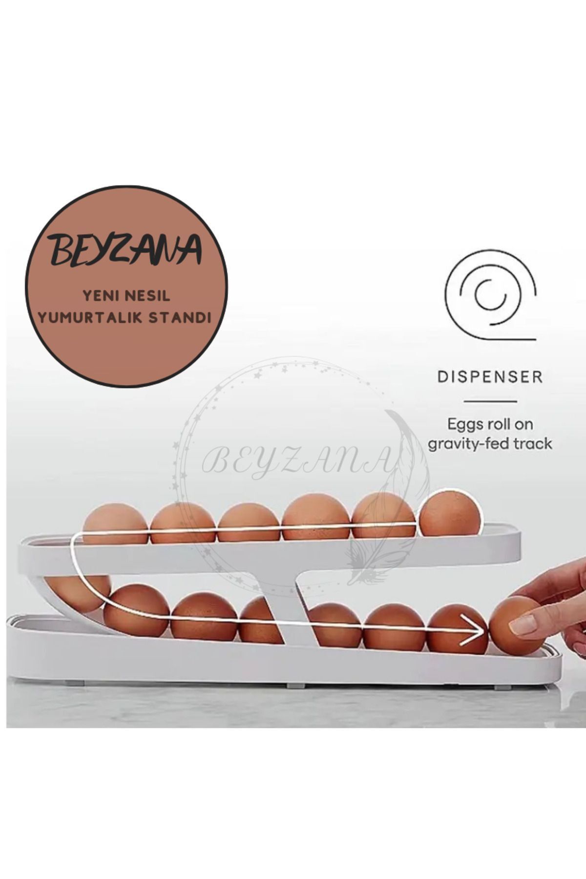 BEYZANA 2 Katlı Otomatik Buzdolabı Yumurta Standı Yumurtalık Rafı Saklama Kabı Buzdolabı Organizeri
