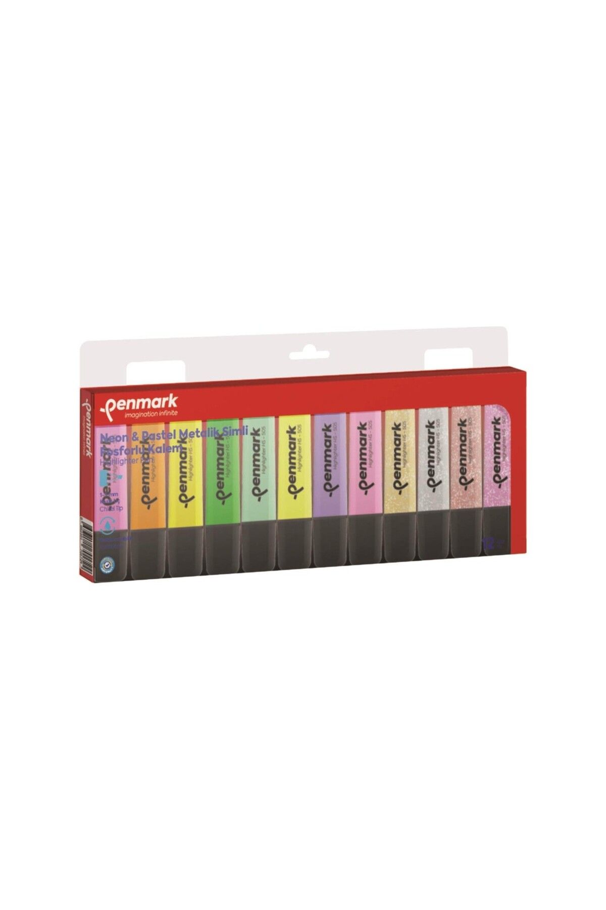 penmark Fosforlu Kalem 12 Li Asetat Karışık Renk 4 Neon +4 Pastel+4 Simli