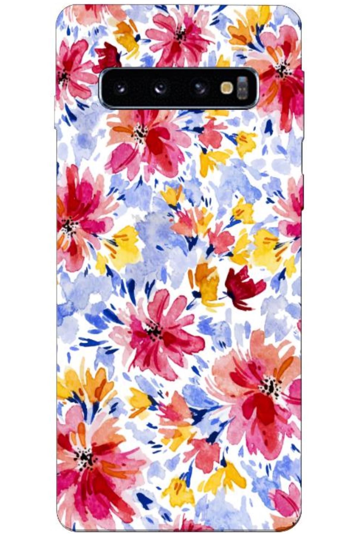 Zebana Samsung Galaxy S10 Uyumlu Kılıf Bahar Çiçekleri 7 Silikon Kılıf (BASKILI)