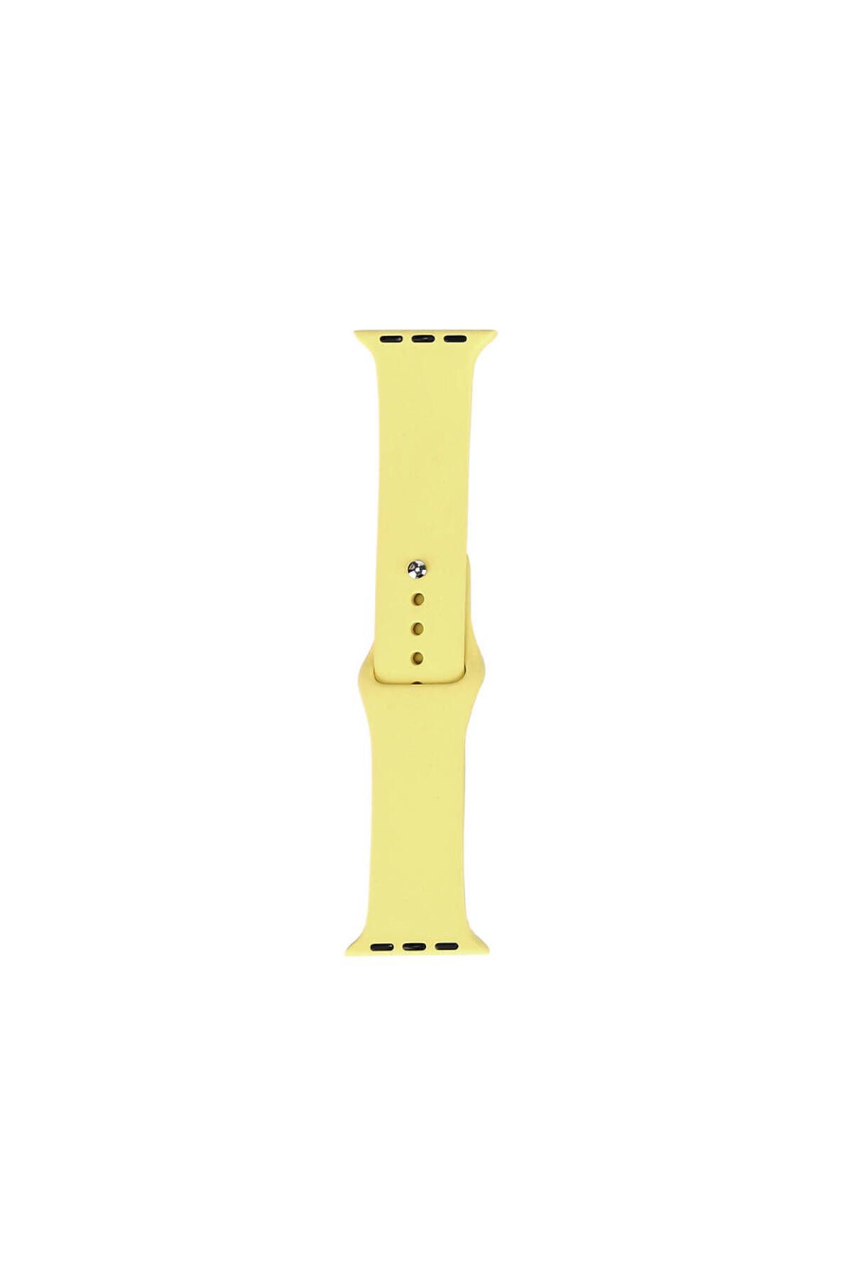 Genel Markalar Watch 42mm Band Serisi Klasik Kordon Silikon Strap Kayış-Açık Sarı